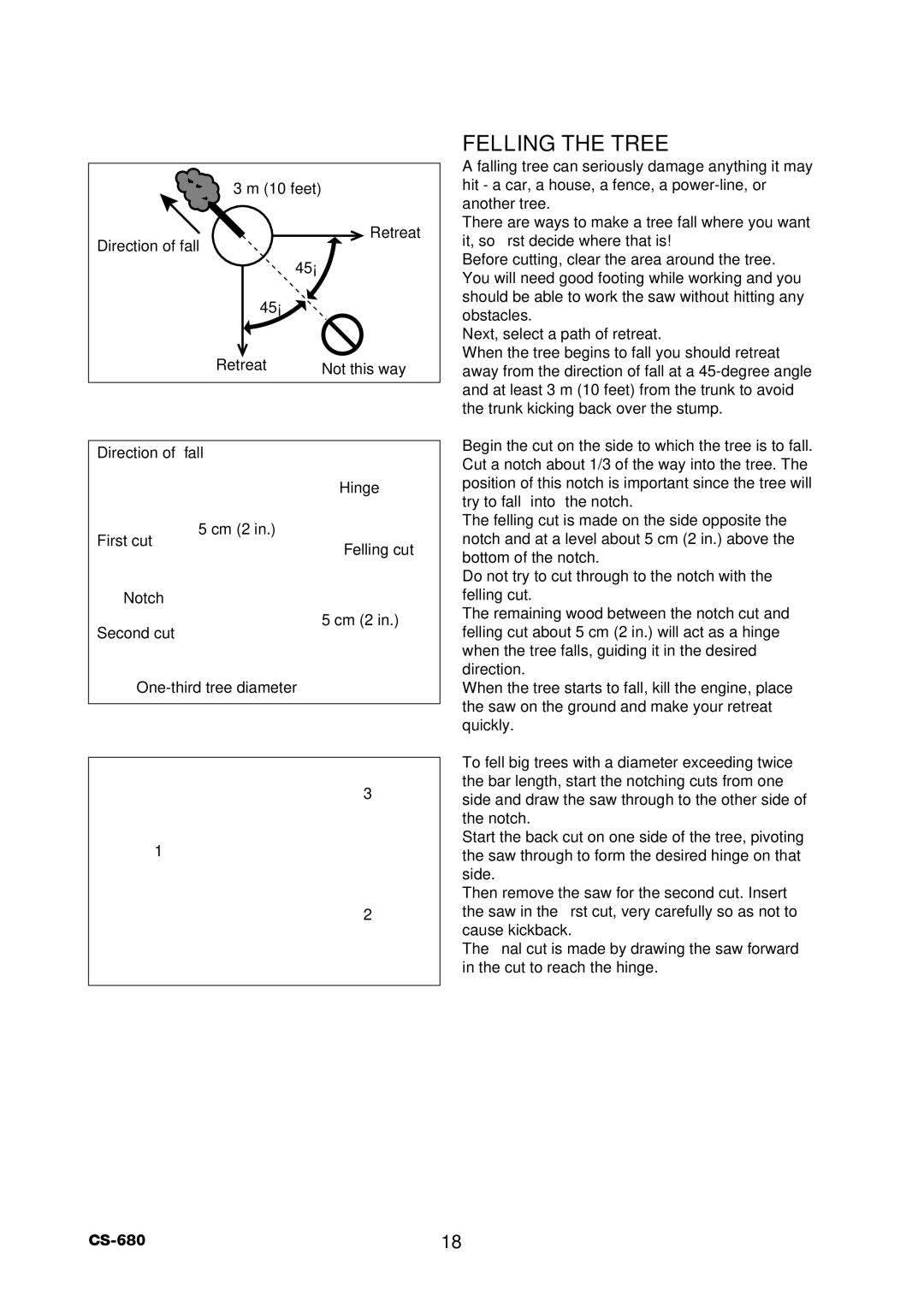 Echo CS-680 instruction manual Felling the Tree 