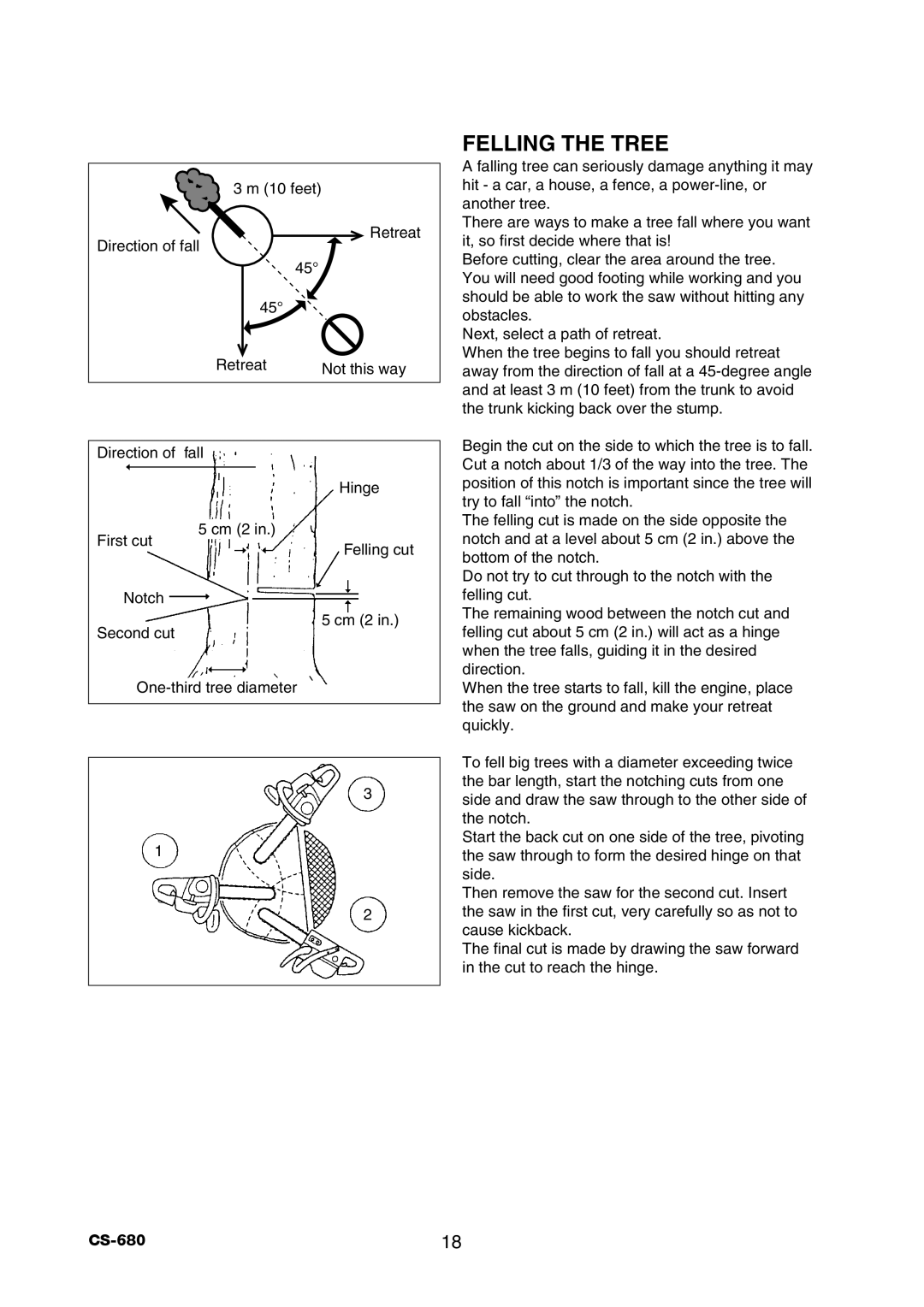 Echo CS-680 instruction manual Felling The Tree 