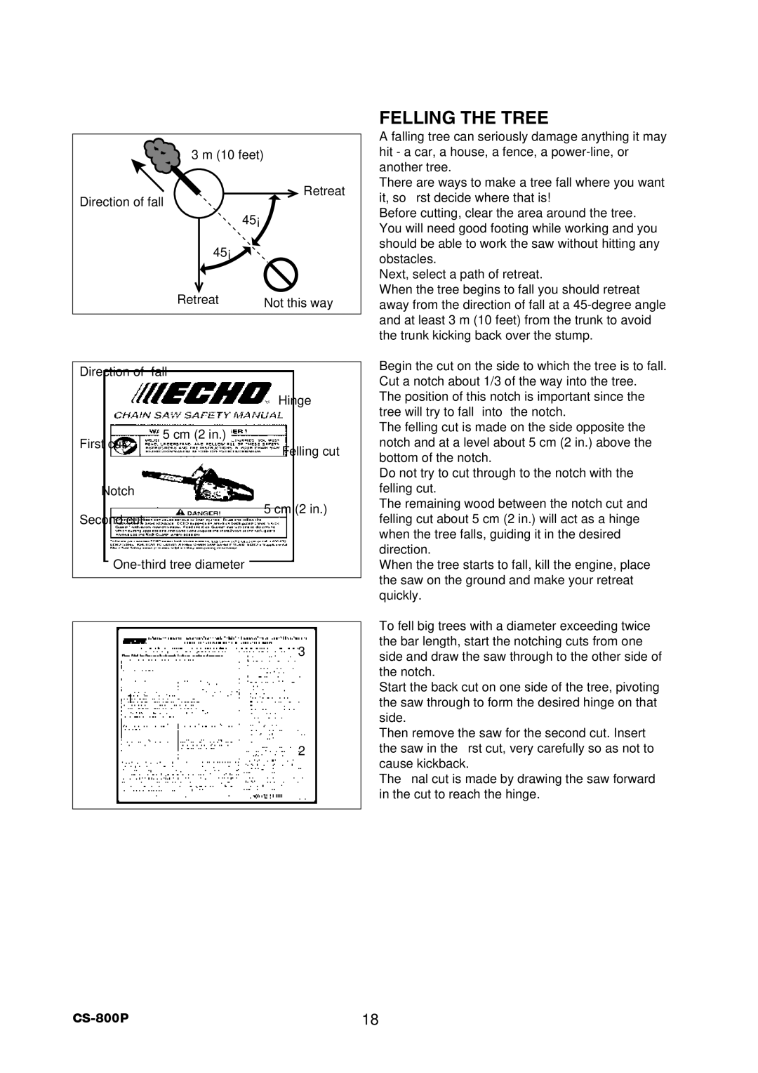 Echo CS-800P instruction manual Felling the Tree 