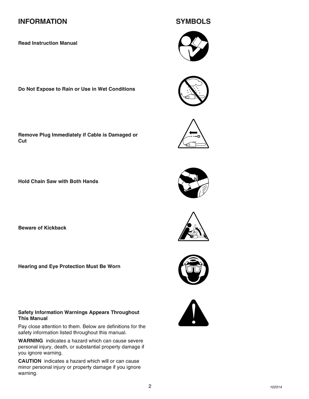 Echo ECS-2000 manual Information, Symbols 