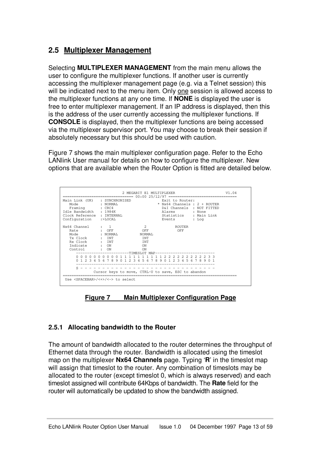 Echo EN55022 manual Multiplexer Management, Megabit E1 Multiplexer 