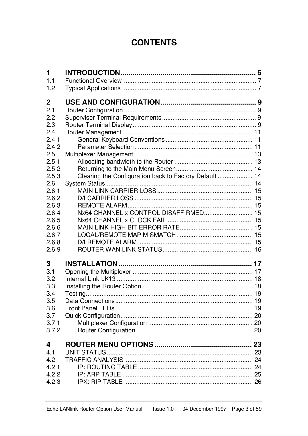 Echo EN55022 manual Contents 