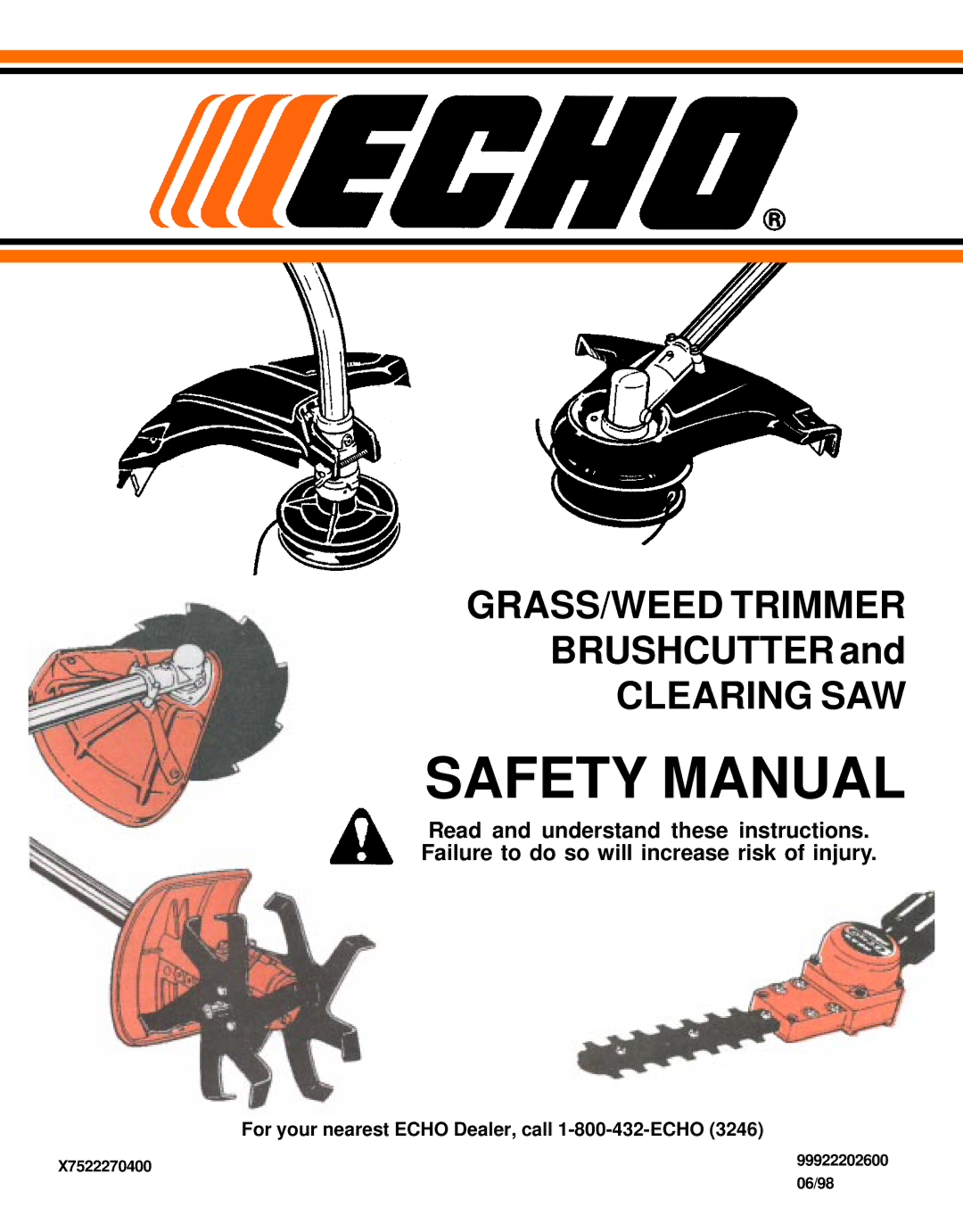 Echo GRASS/WEED TRIMMER BRUSHCUTTER and CLEARING SAW manual GRASS/WEED Trimmer, Clearing SAW 