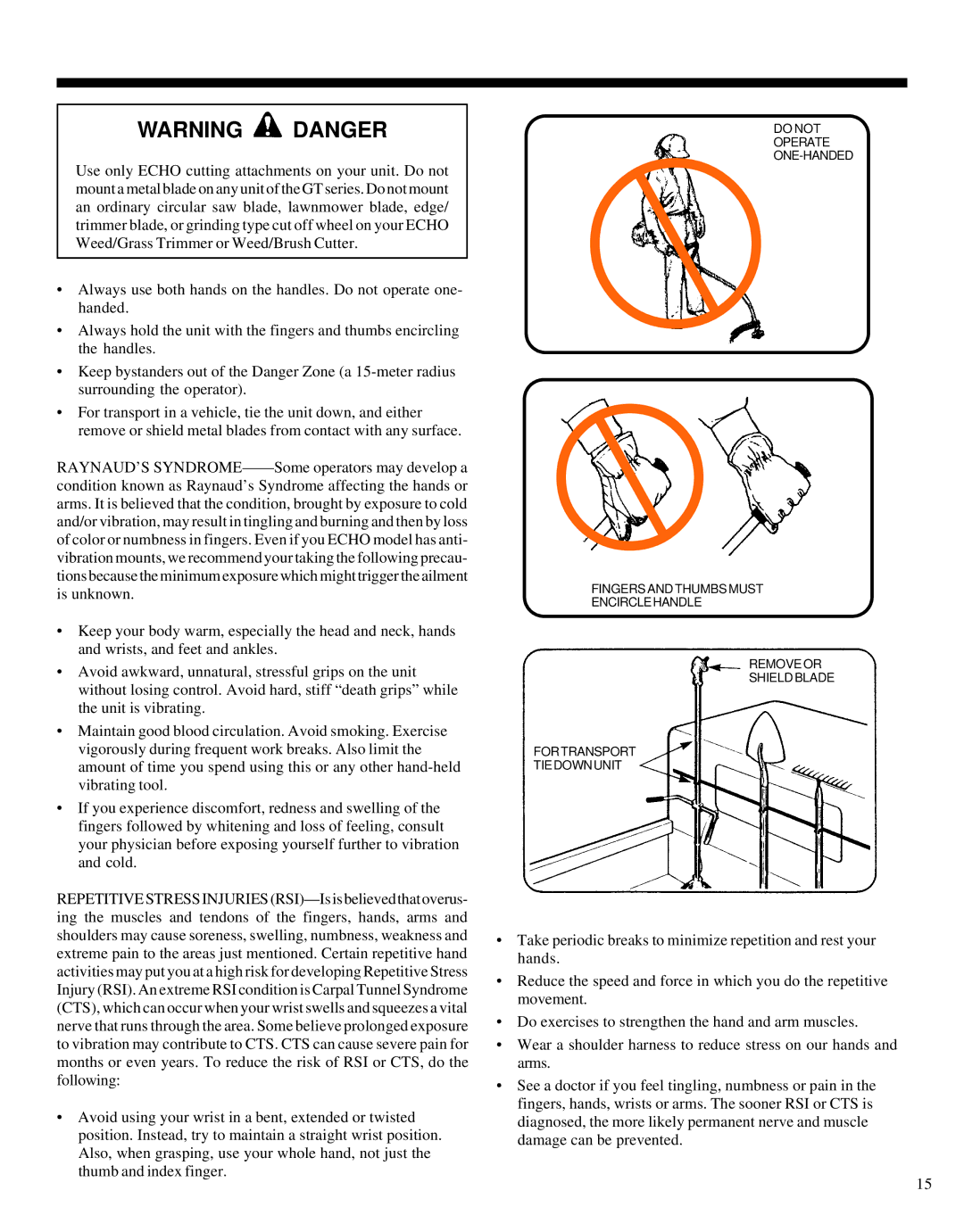 Echo GRASS/WEED TRIMMER BRUSHCUTTER and CLEARING SAW manual 