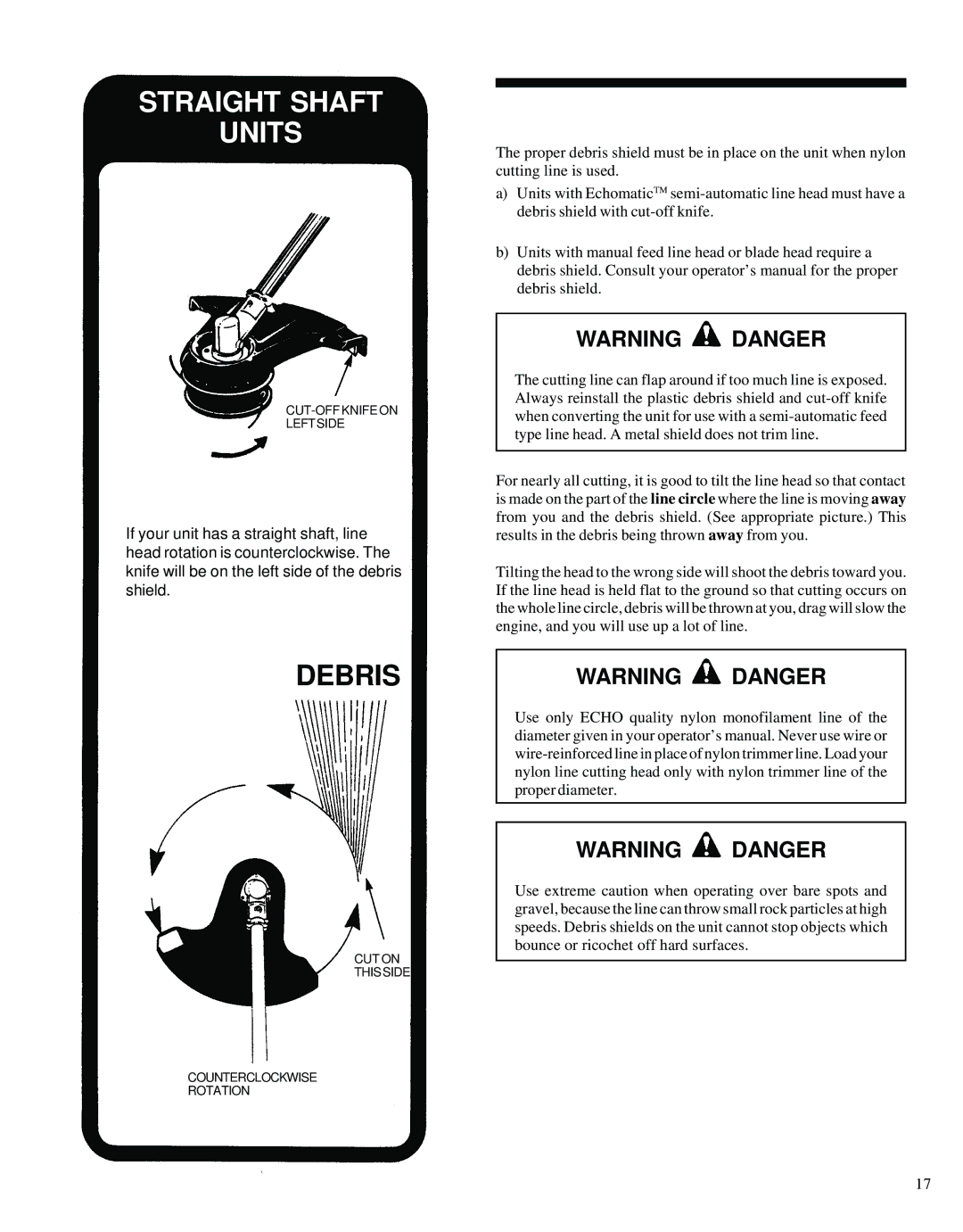 Echo GRASS/WEED TRIMMER BRUSHCUTTER and CLEARING SAW manual Straight Shaft Units 