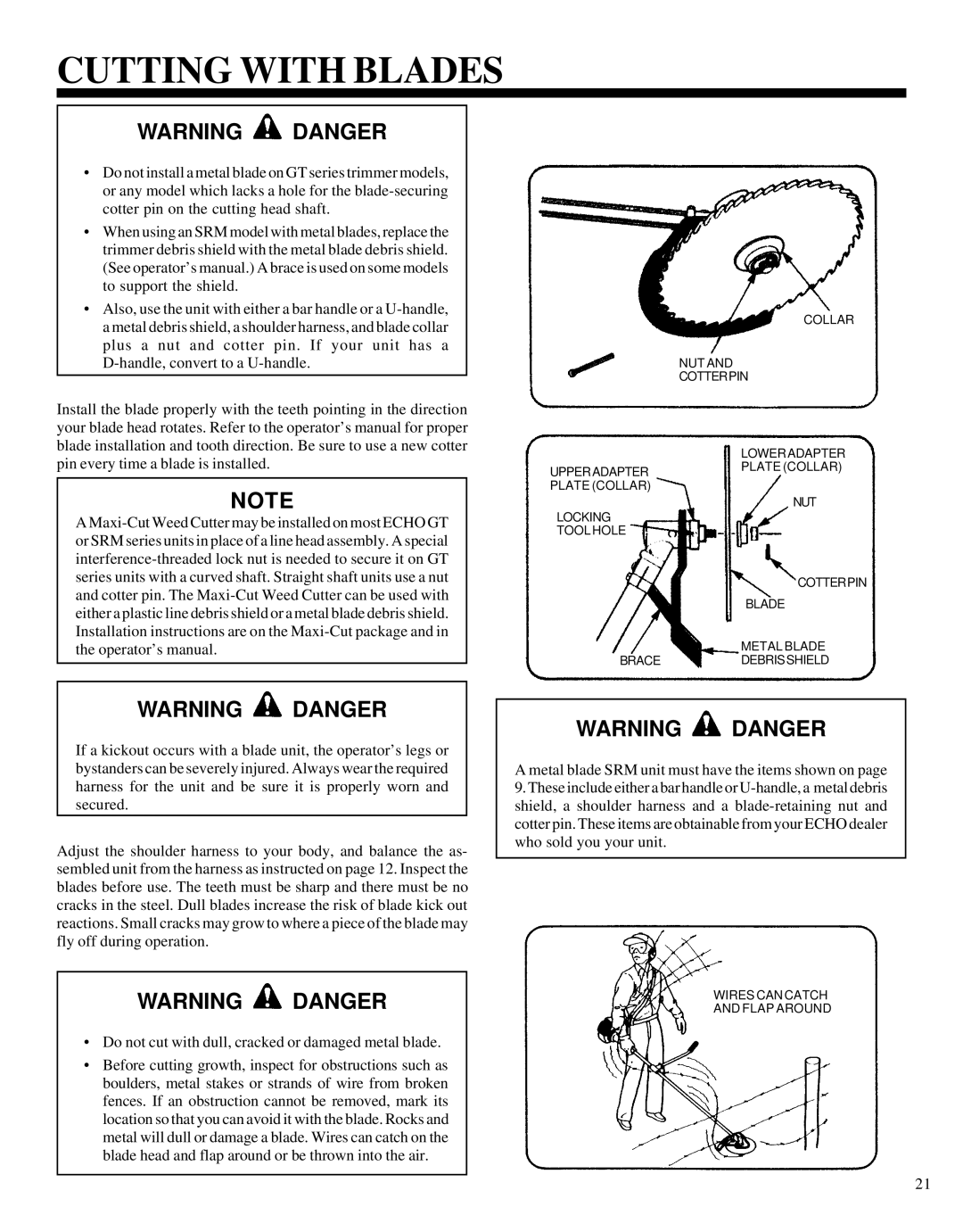 Echo GRASS/WEED TRIMMER BRUSHCUTTER and CLEARING SAW manual Cutting with Blades 