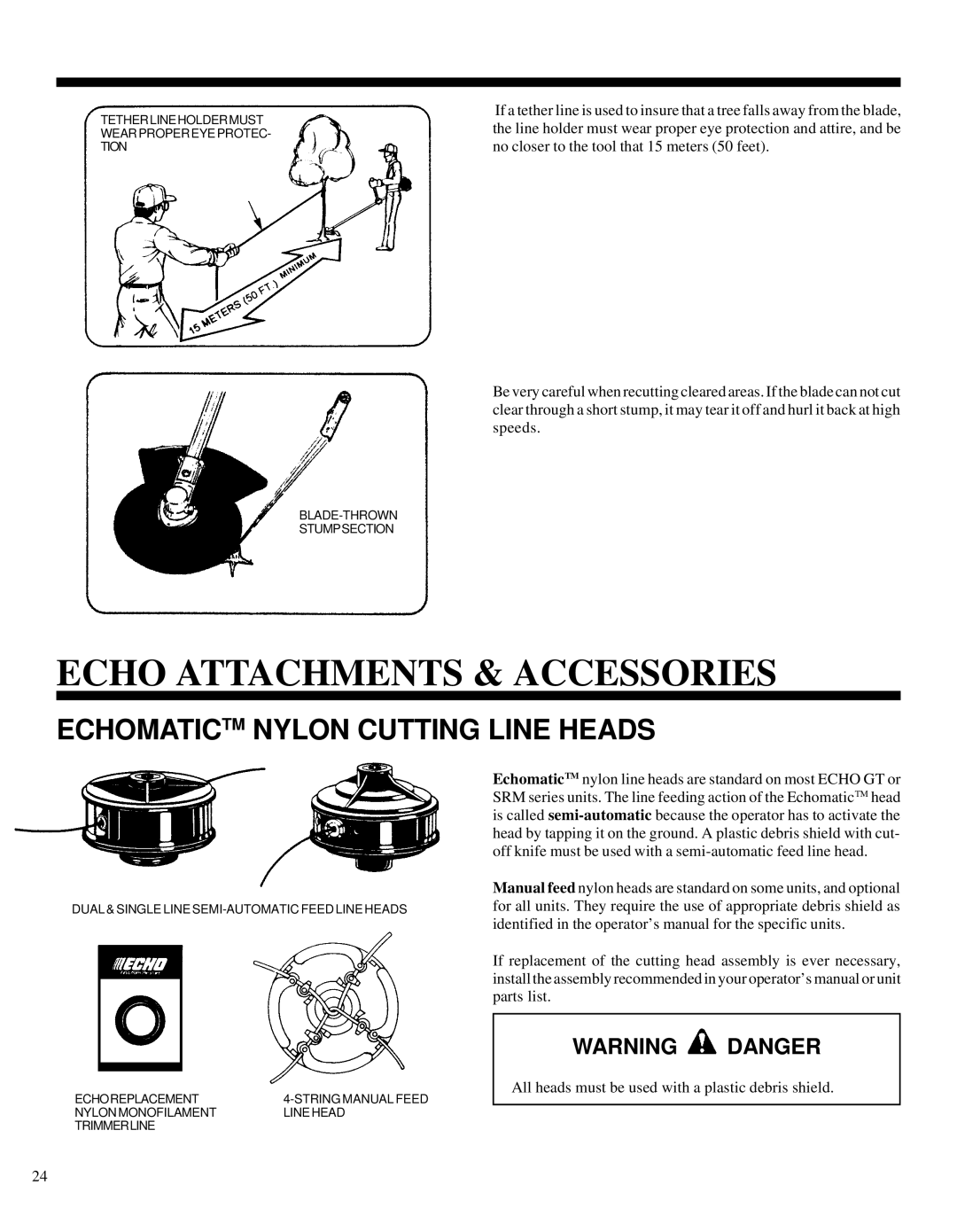 Echo GRASS/WEED TRIMMER BRUSHCUTTER and CLEARING SAW Echo Attachments & Accessories, Echomatictm Nylon Cutting Line Heads 