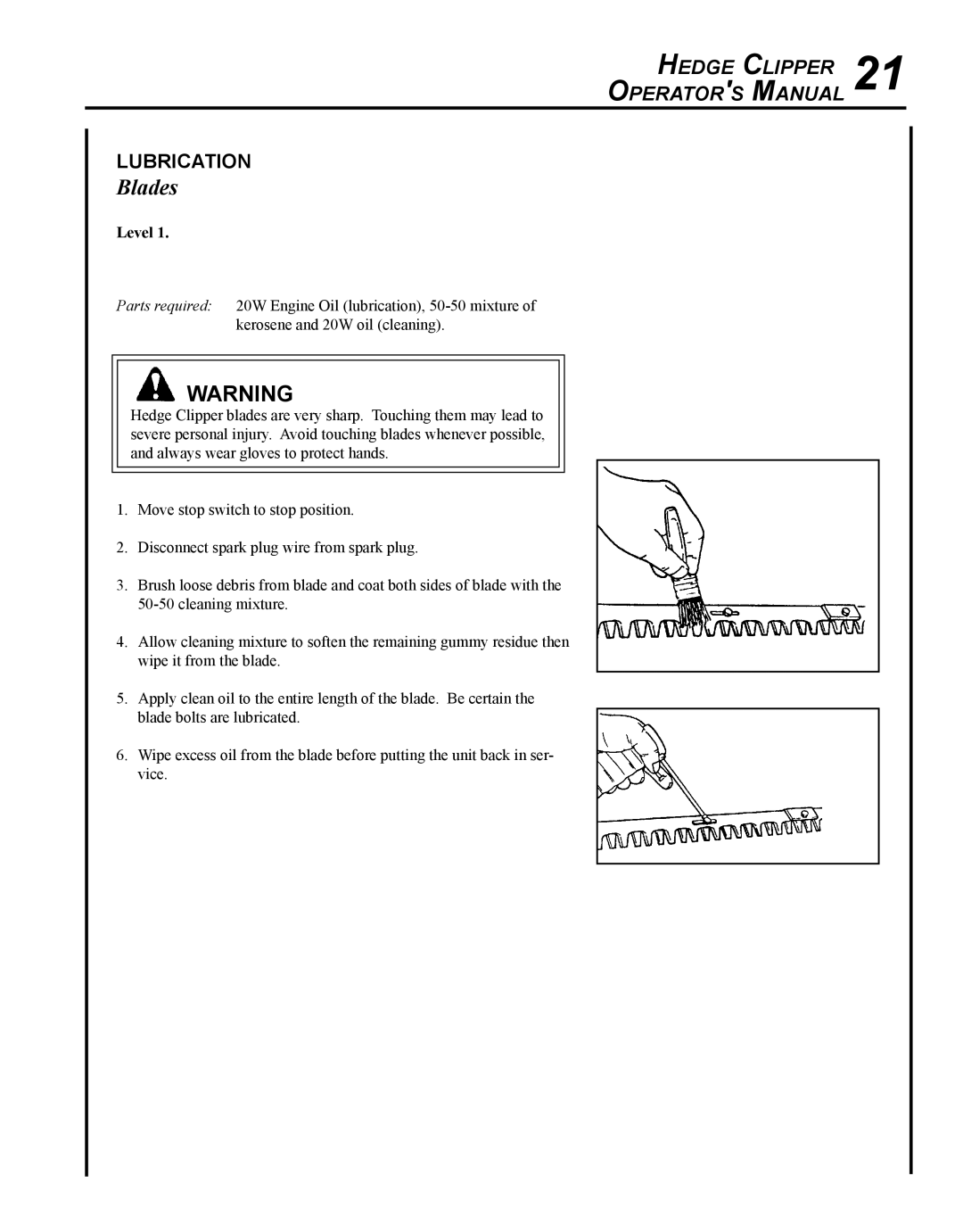 Echo HC-235 manual Blades, Lubrication 