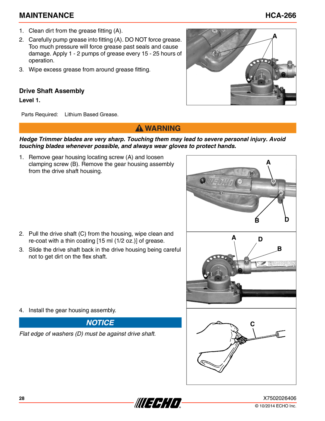 Echo HCA-266 specifications Drive Shaft Assembly 