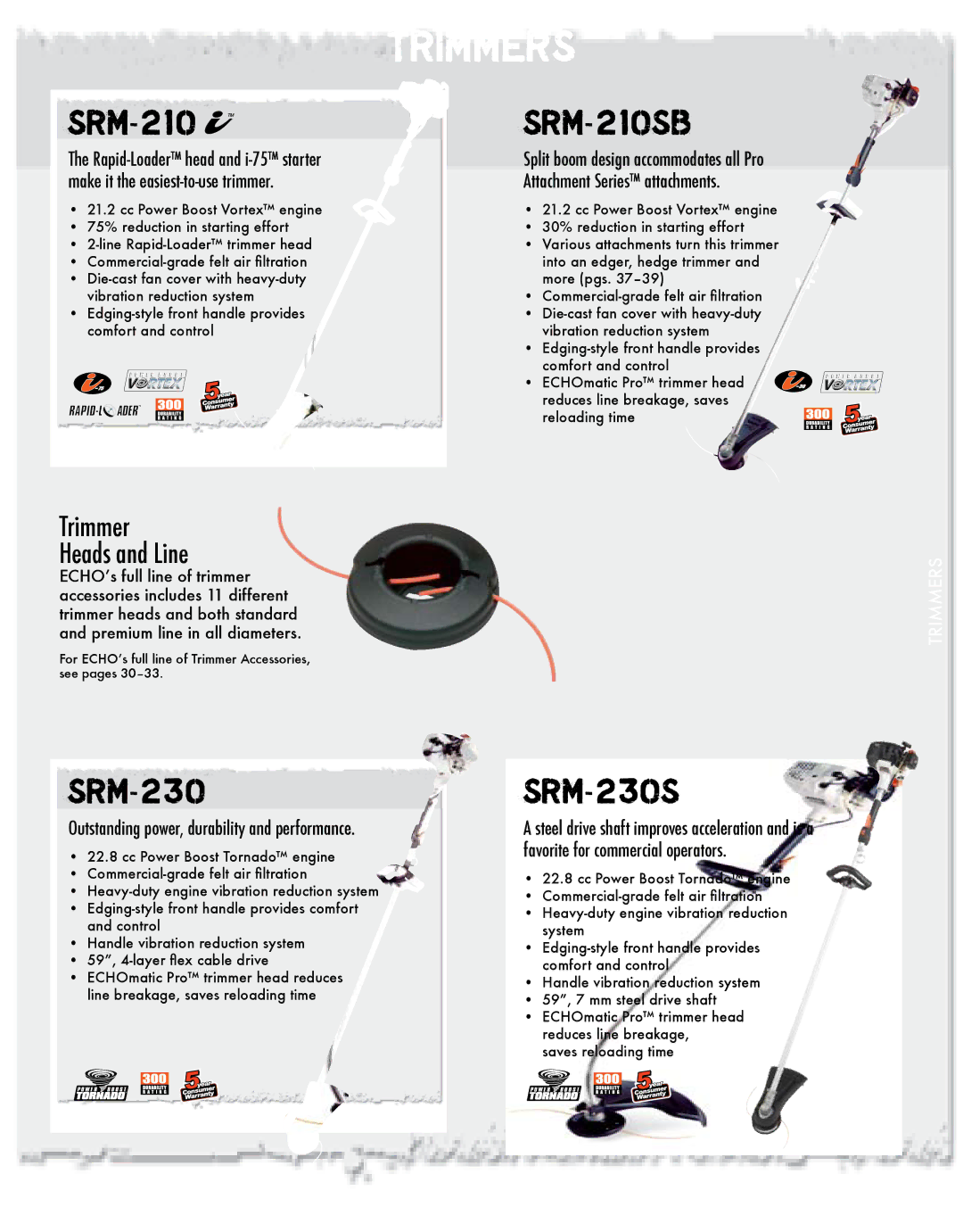 Echo HV-110XG manual SRM-210 SRM-210SB, SRM-230S 