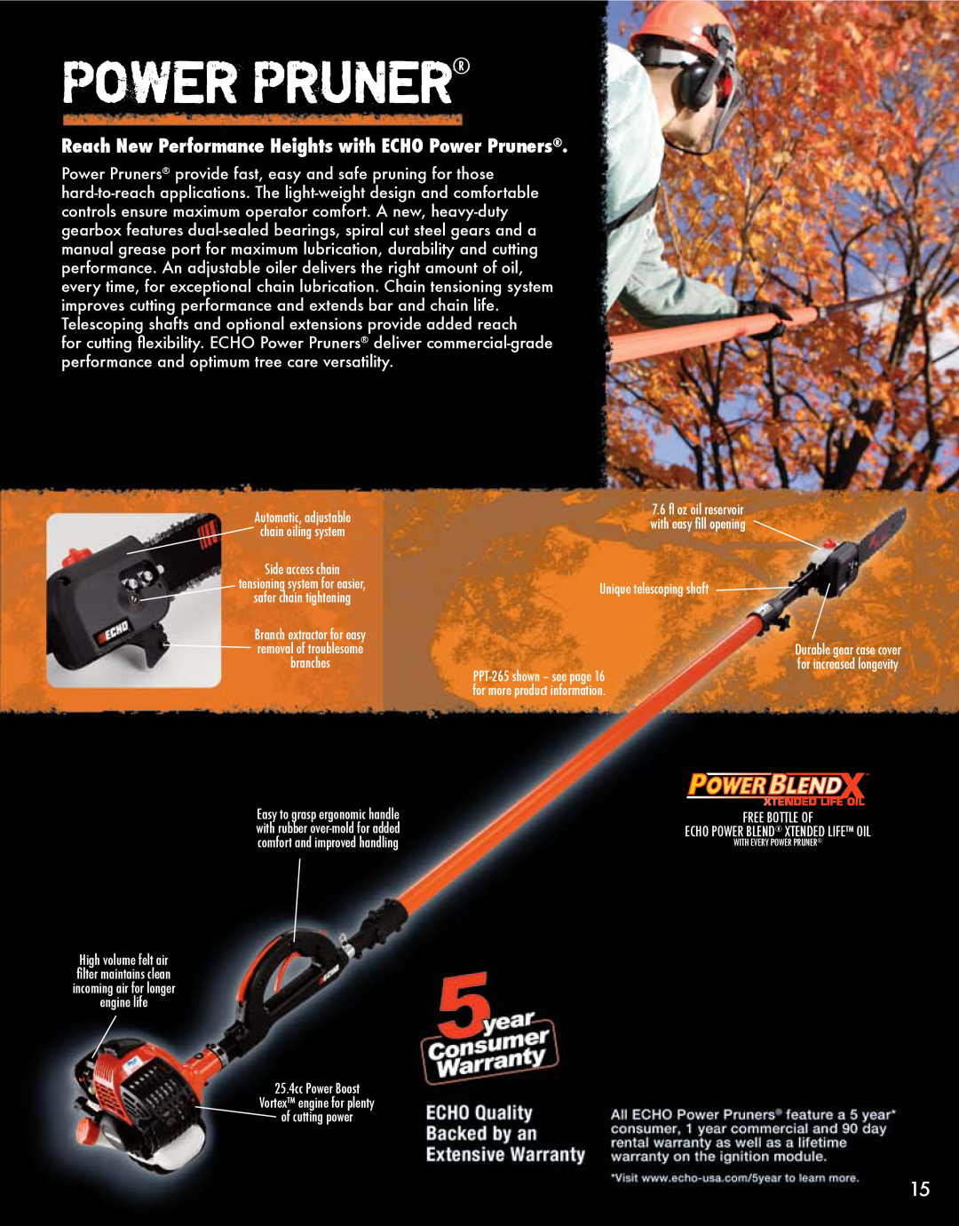Echo HV-110XG manual Reach New Performance Heights with ECHO Power Pruners 