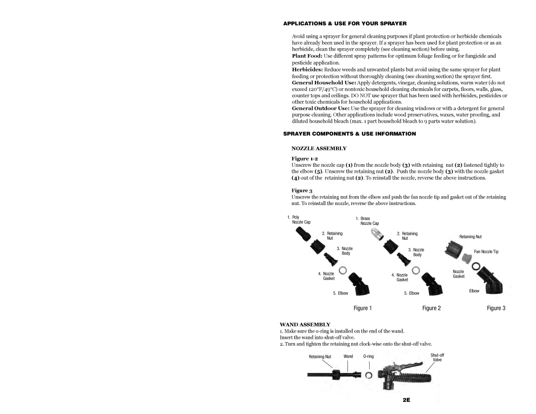 Echo MS-40BD Applications & USE for Your Sprayer, Sprayer Components & USE Information, Nozzle Assembly, Wand Assembly 