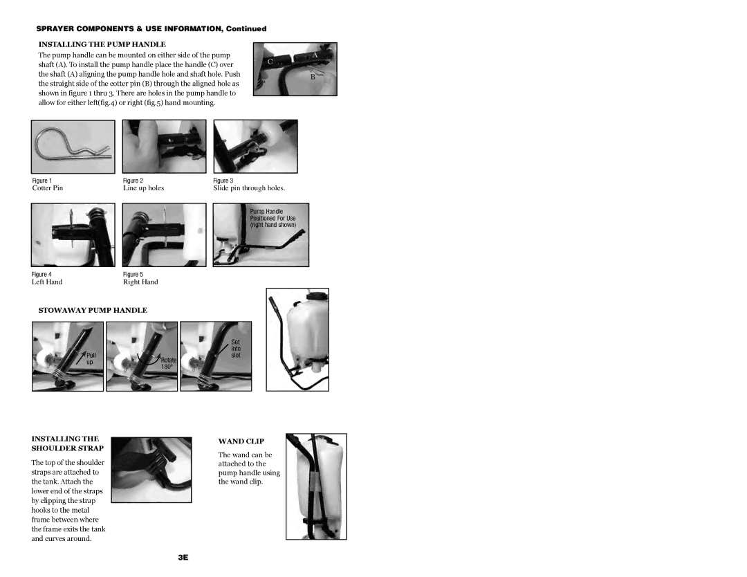 Echo MS-40BD manual Installing the Pump Handle, Stowaway Pump Handle, Installing Shoulder Strap, Wand Clip 