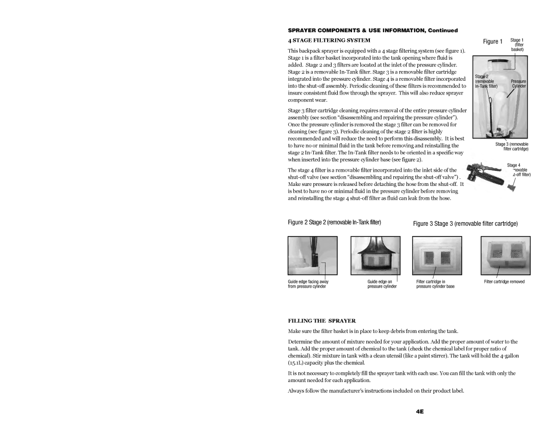 Echo MS-40BD manual Stage Filtering System, Filling the Sprayer 