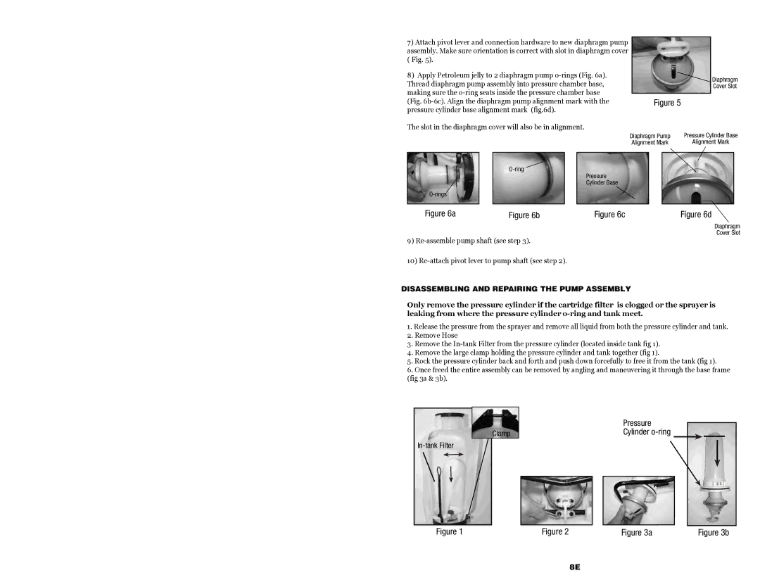 Echo MS-40BD manual In-tank Filter Clamp Pressure Cylinder o-ring, Disassembling and Repairing the Pump Assembly 