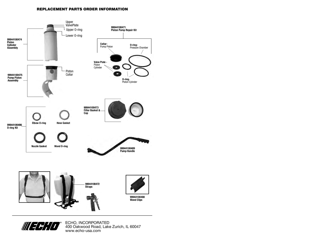 Echo MS-40BP manual Upper ValvePlate, Upper O-ring, Lower O-ring, Piston Collar 