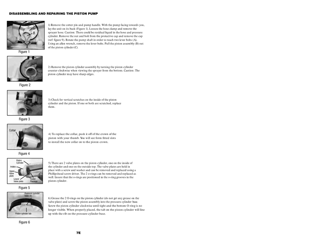 Echo MS-40BP manual Collar, Disassembling and Repairing the Piston Pump 