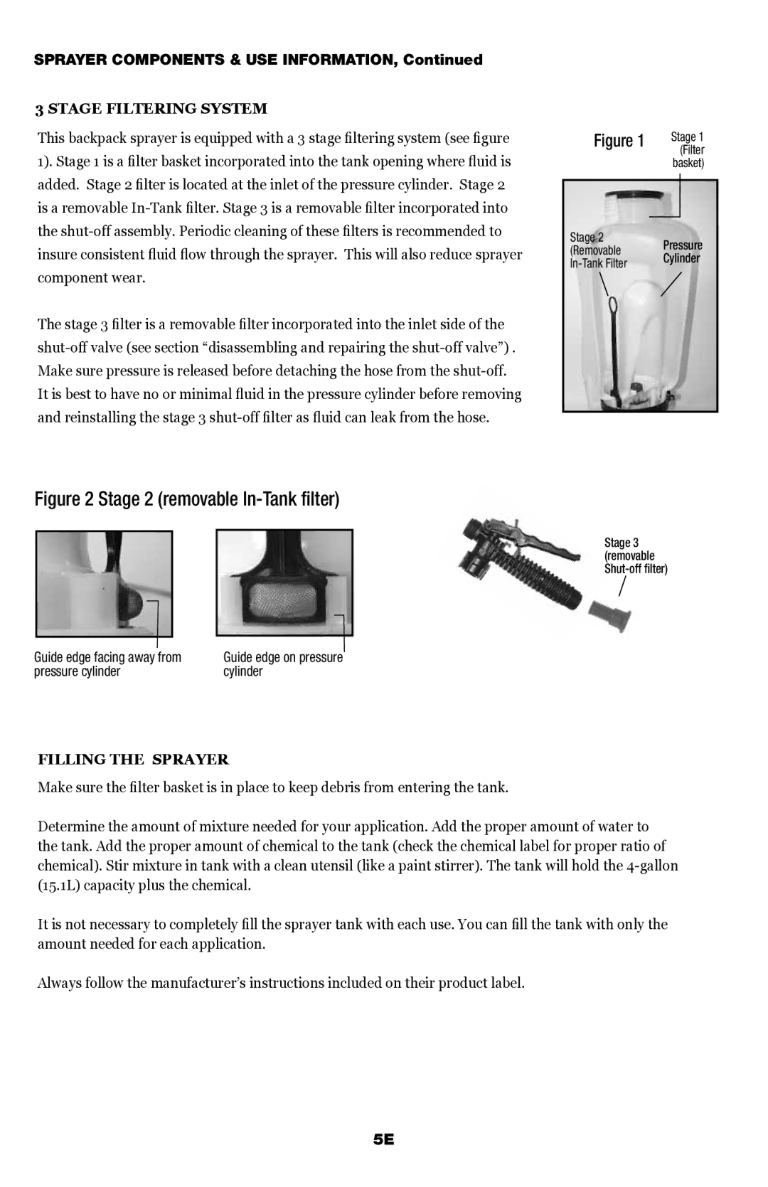 Echo MS-41BP manual Stage Filtering System, Filling the Sprayer 