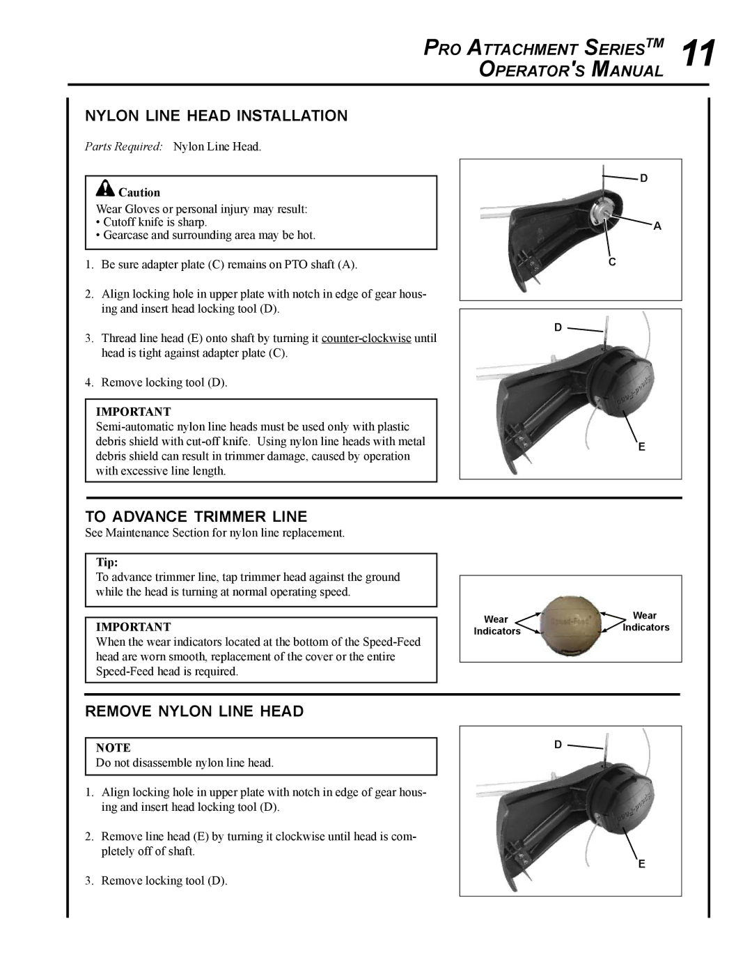 Echo PAS-225 manual Nylon line head installation, To advance trimmer line, Remove nylon line head 