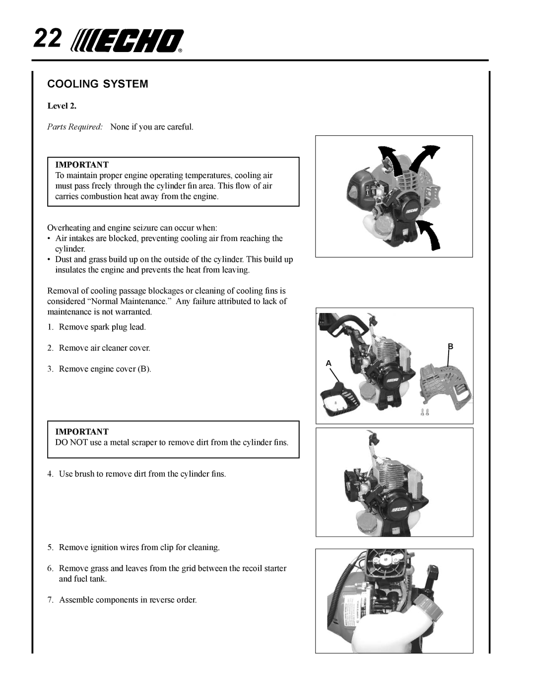 Echo PAS-225 manual Cooling system 