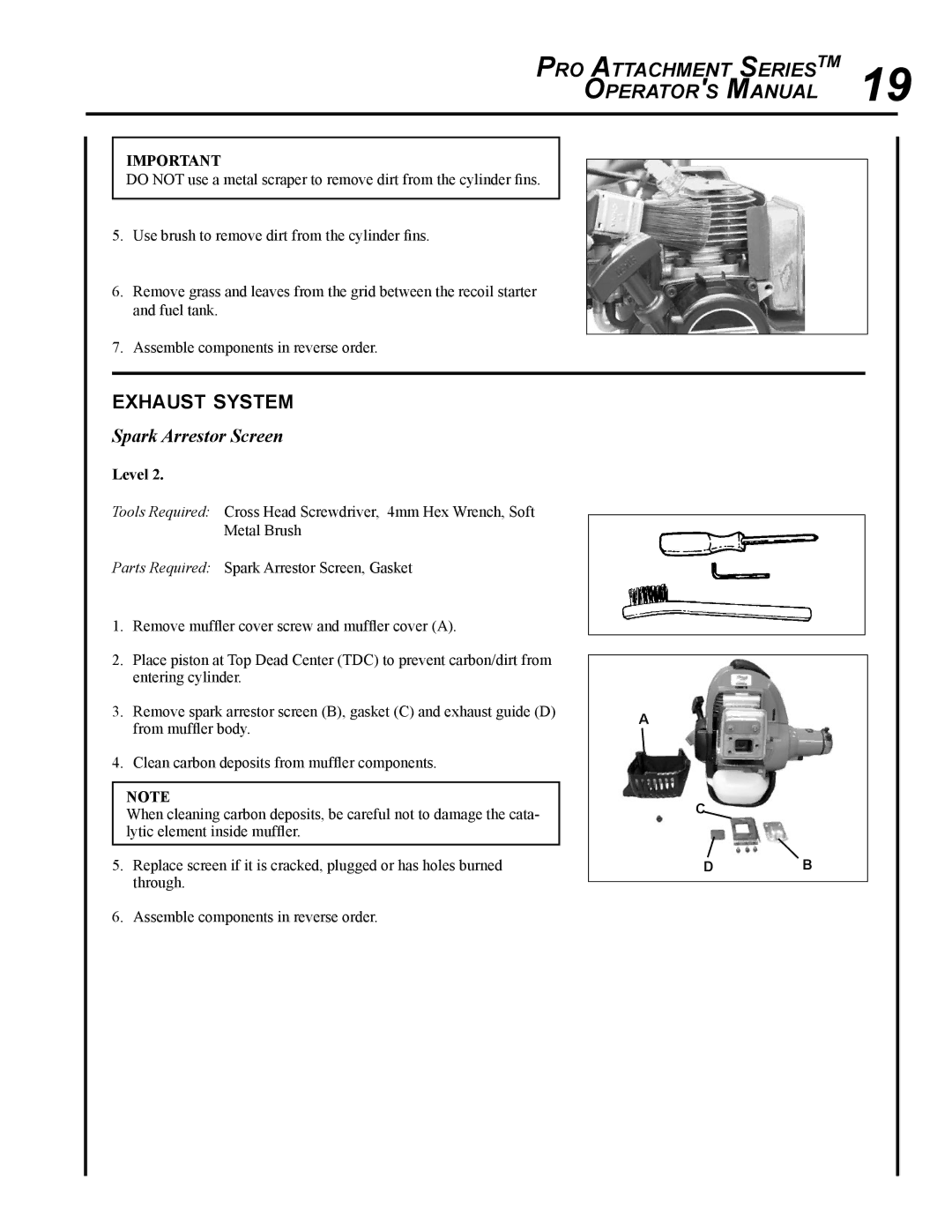 Echo PAS-265 manual Exhaust system, Spark Arrestor Screen 