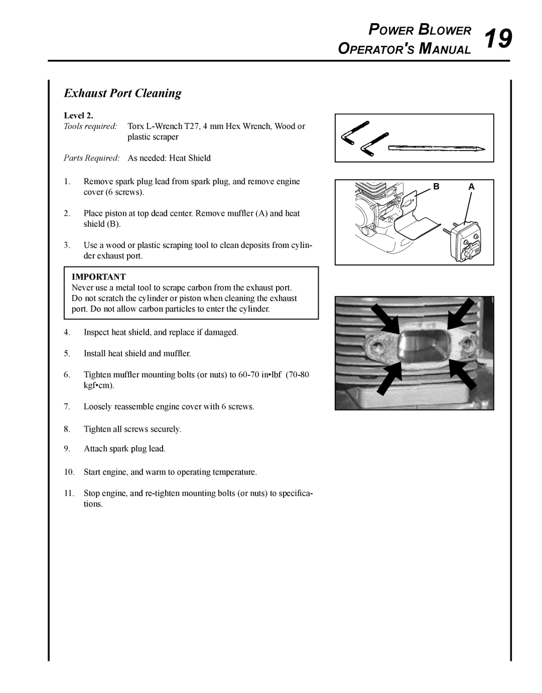 Echo PB-250 manual Exhaust Port Cleaning 