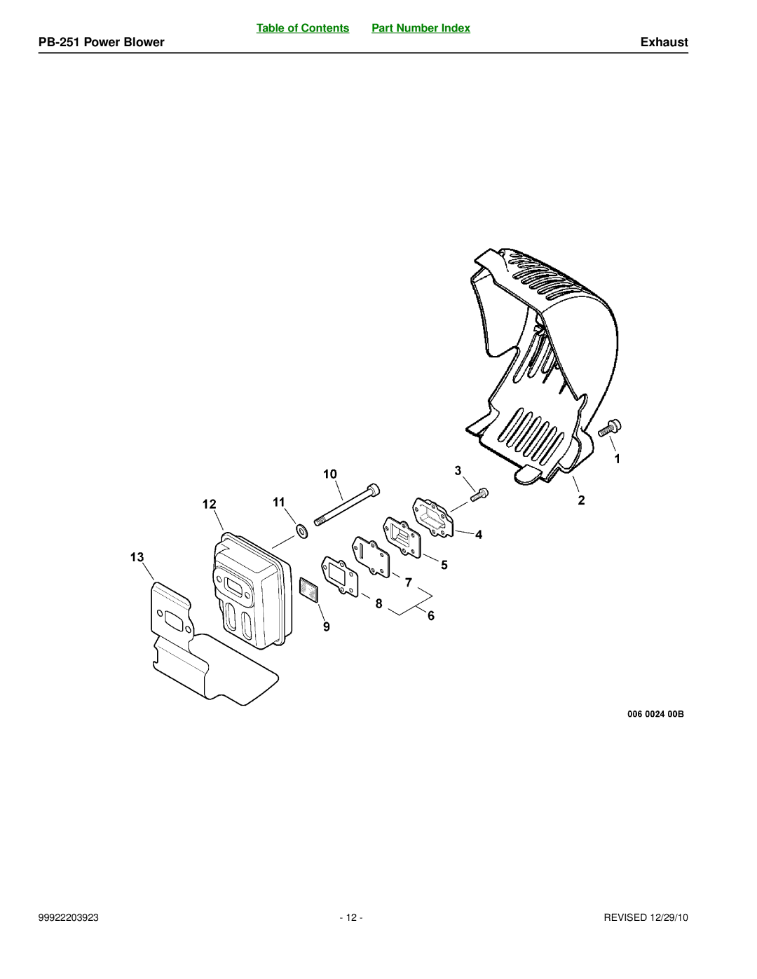 Echo manual PB-251 Power Blower Exhaust 