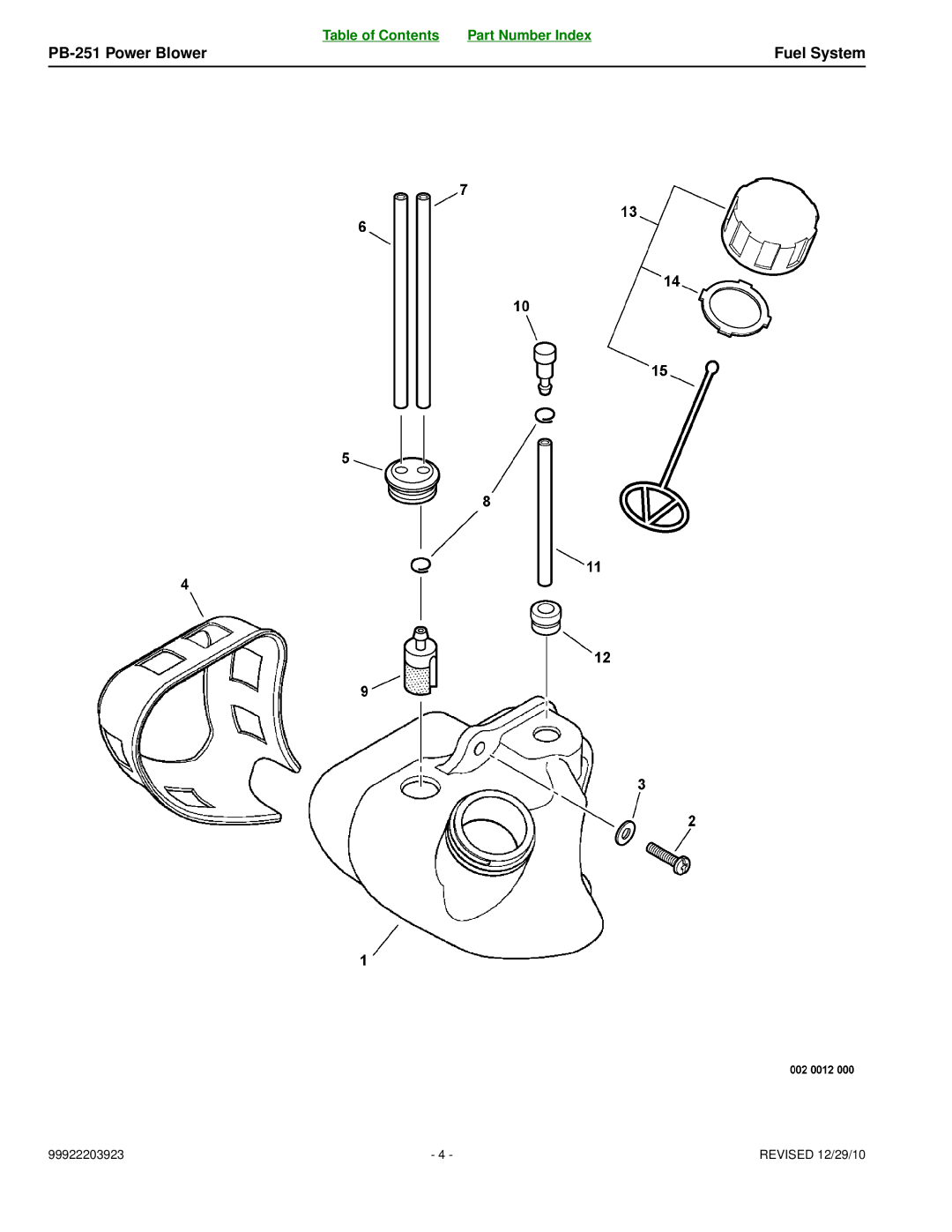 Echo manual PB-251 Power Blower Fuel System 