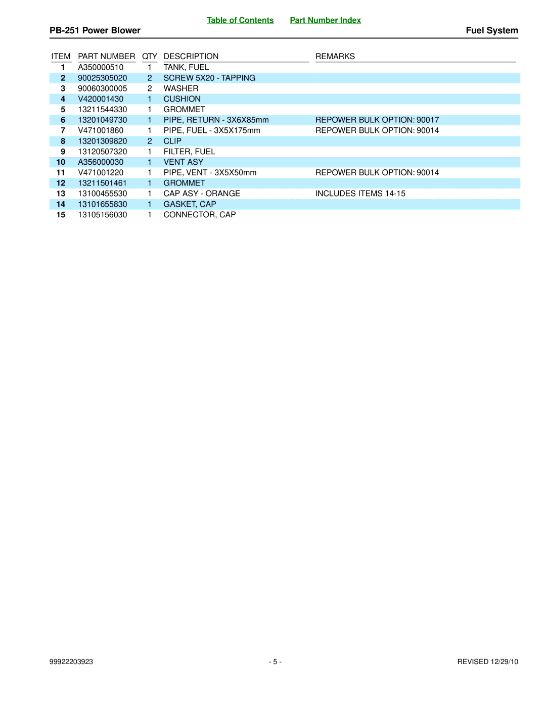 Echo PB-251 manual Part Number 