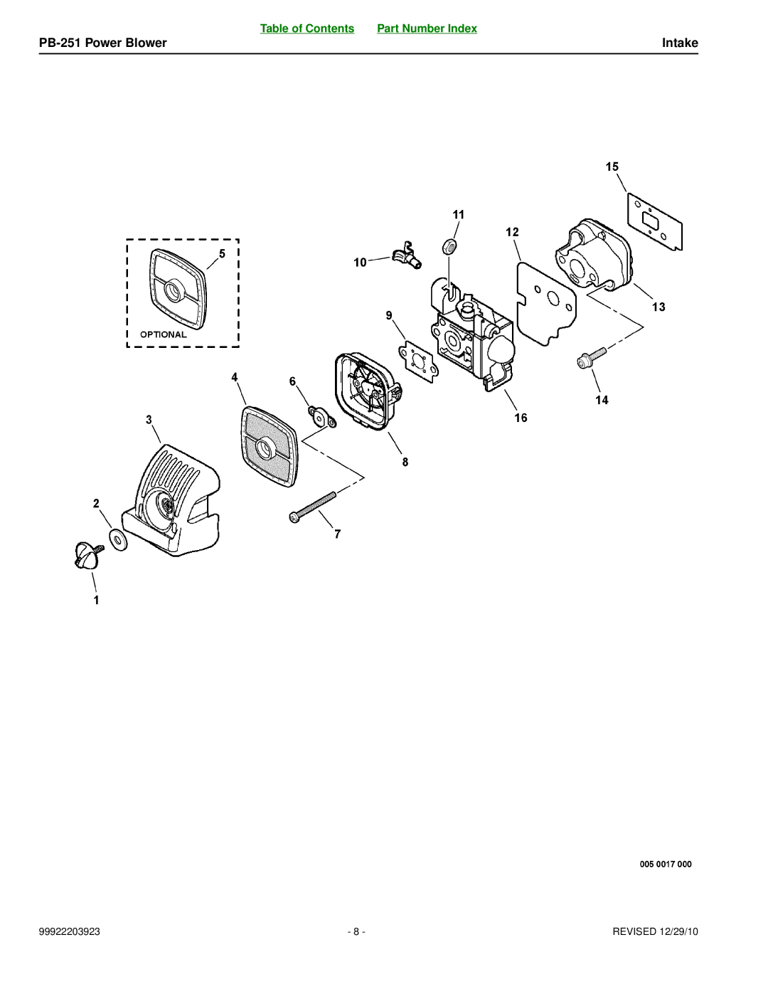 Echo manual PB-251 Power Blower 