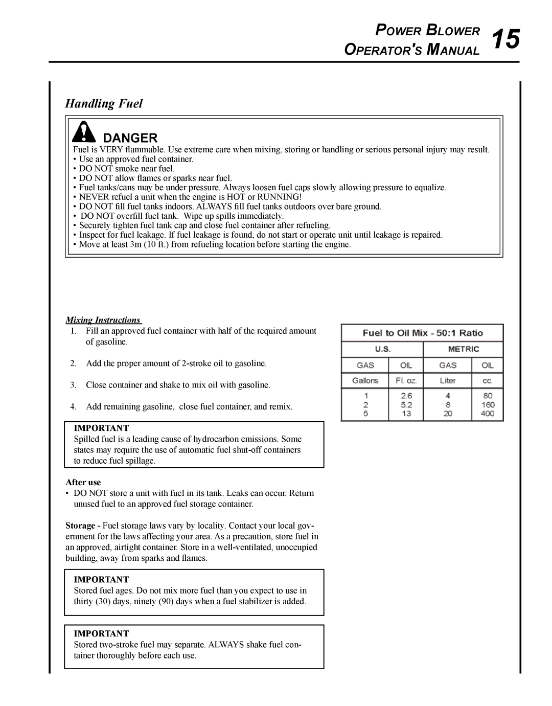 Echo PB-755S H, PB-755S T manual Handling Fuel, Mixing Instructions 