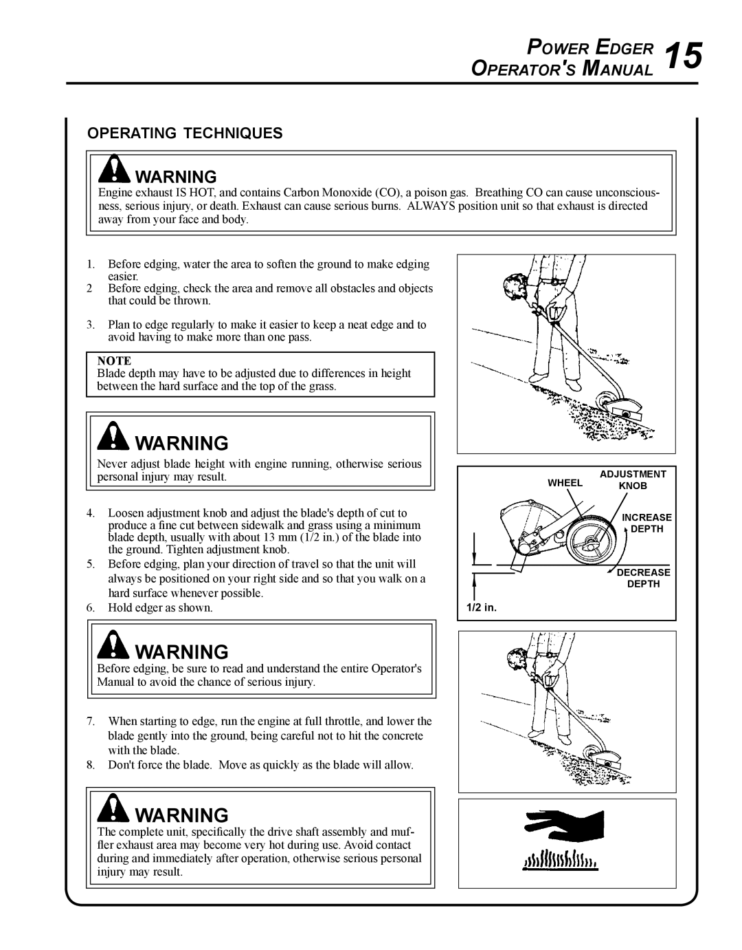 Echo PE-225 manual Operating techniques 