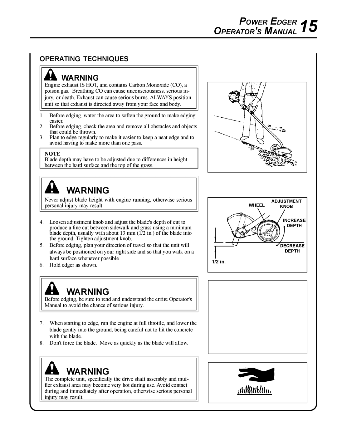 Echo PE-280 manual Operating techniques 