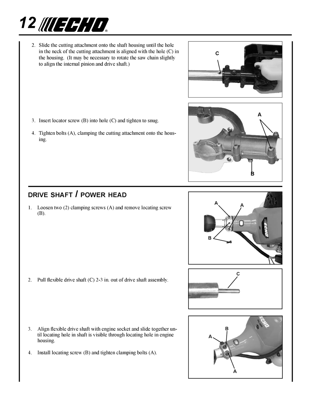 Echo PPF-280 manual Drive shaft / power head 