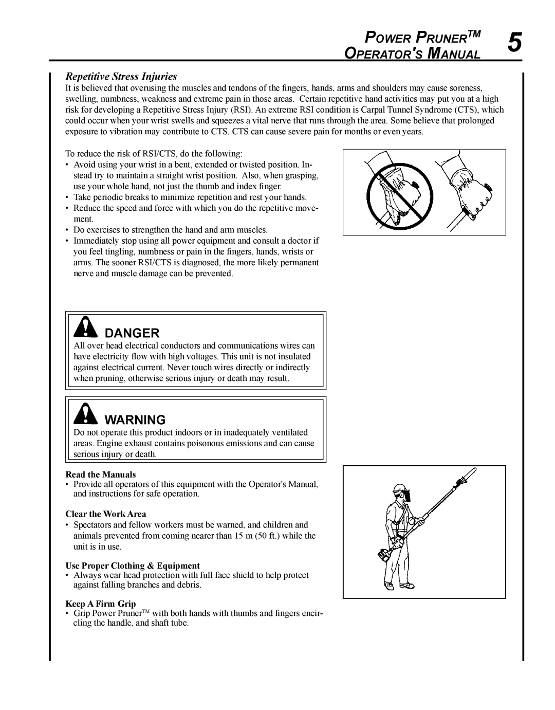 Echo PPF-280 manual Repetitive Stress Injuries, Read the Manuals 