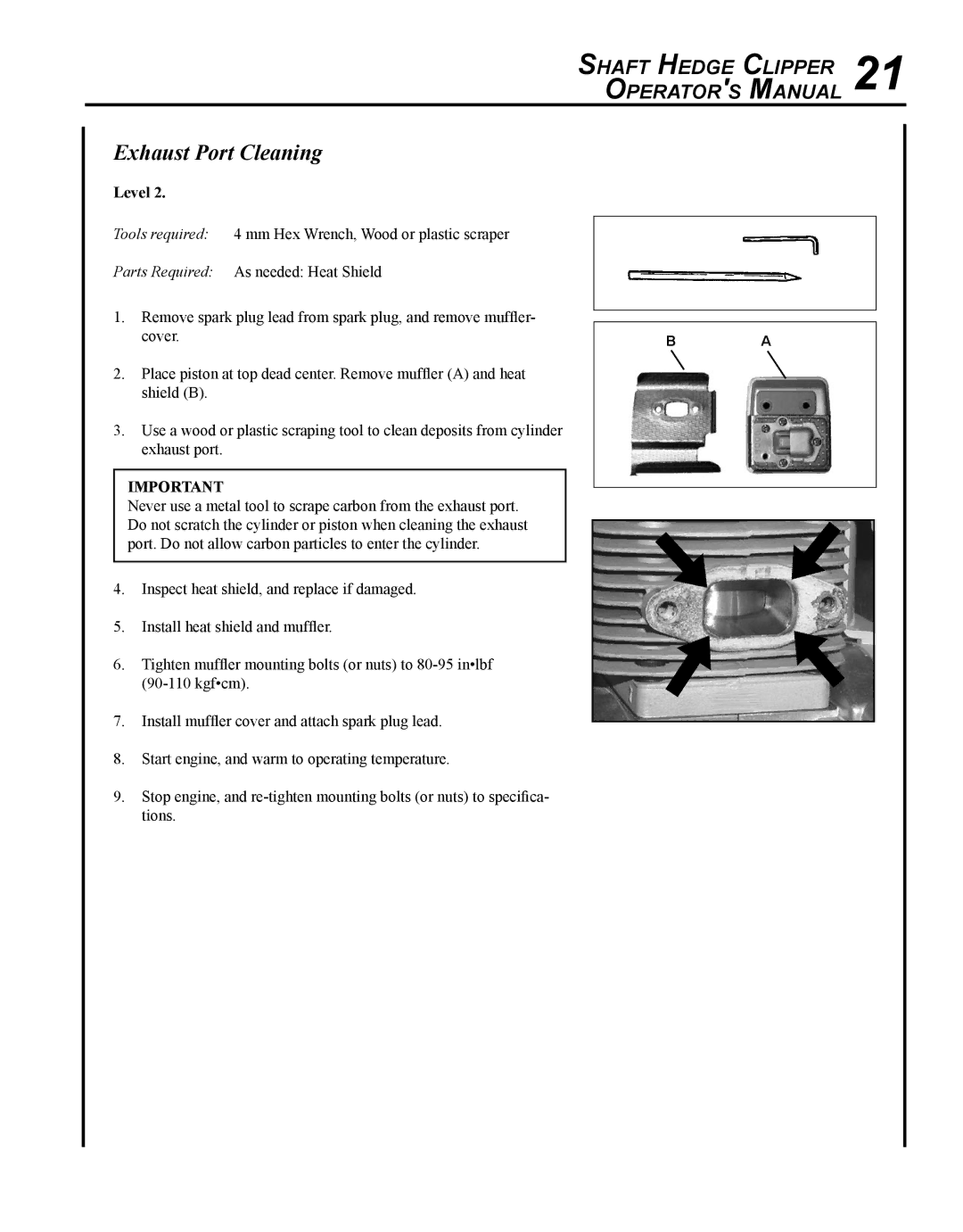 Echo SHC-265 manual Exhaust Port Cleaning 