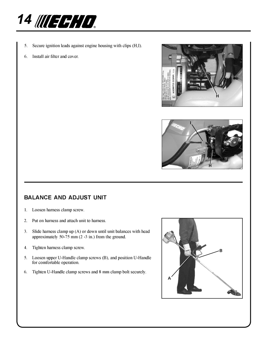 Echo SRM - 225U manual Balance and adjust unit 