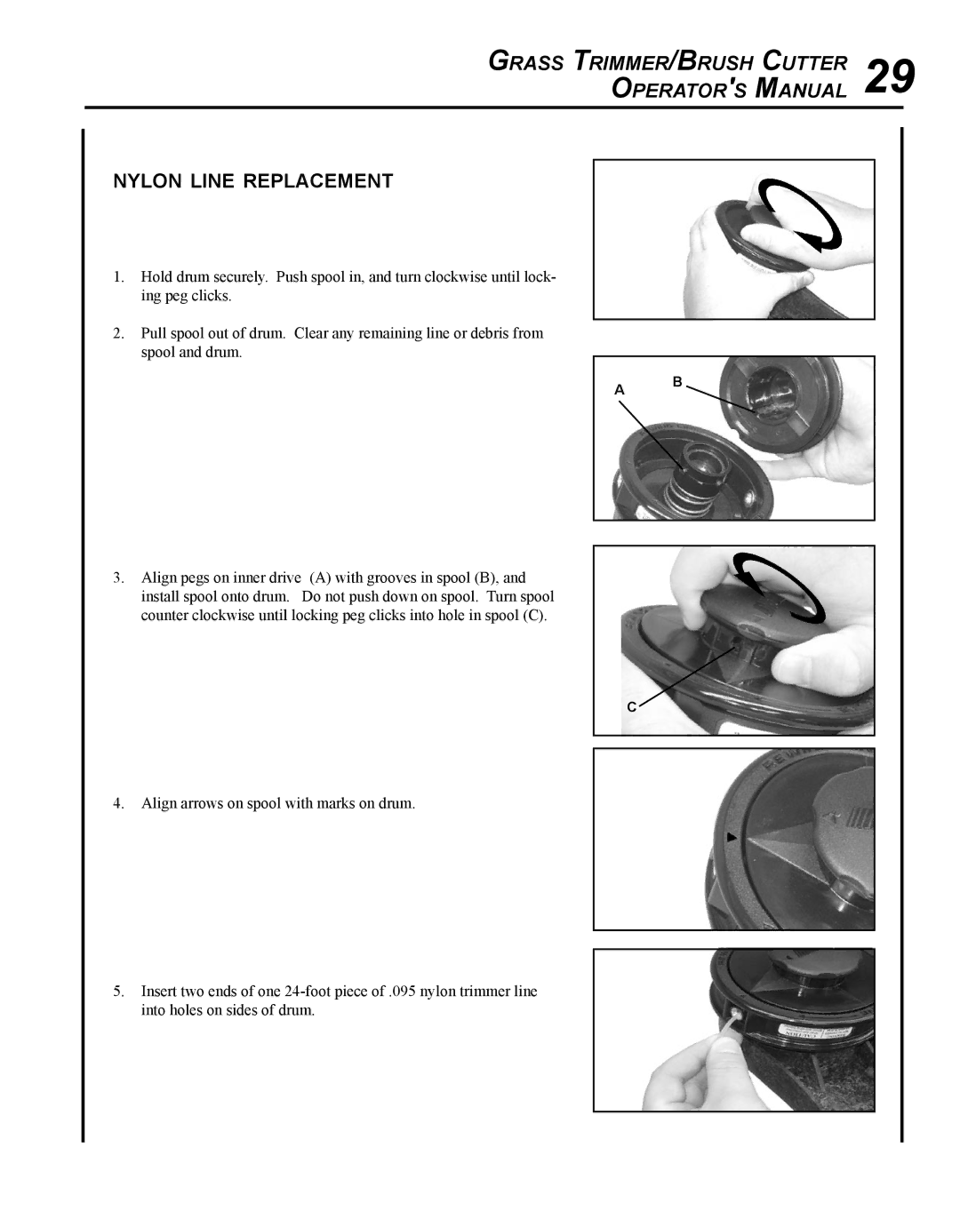 Echo SRM - 225U manual Nylon line replacement 