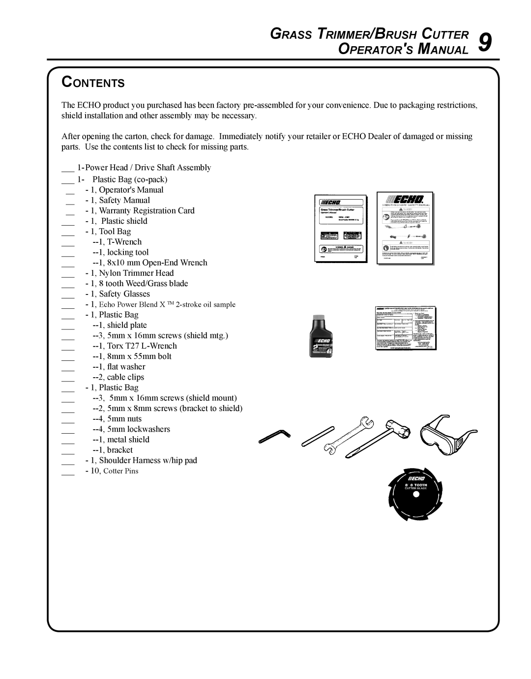 Echo SRM - 225U manual Contents 