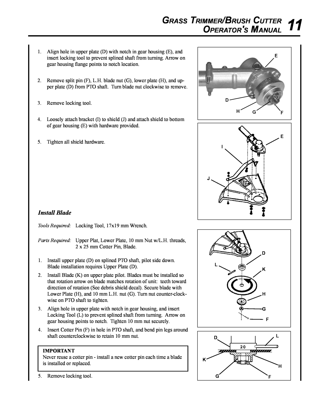 Echo SRM - 410U manual Grass Trimmer/Brush Cutter 11 Operators Manual, Install Blade 