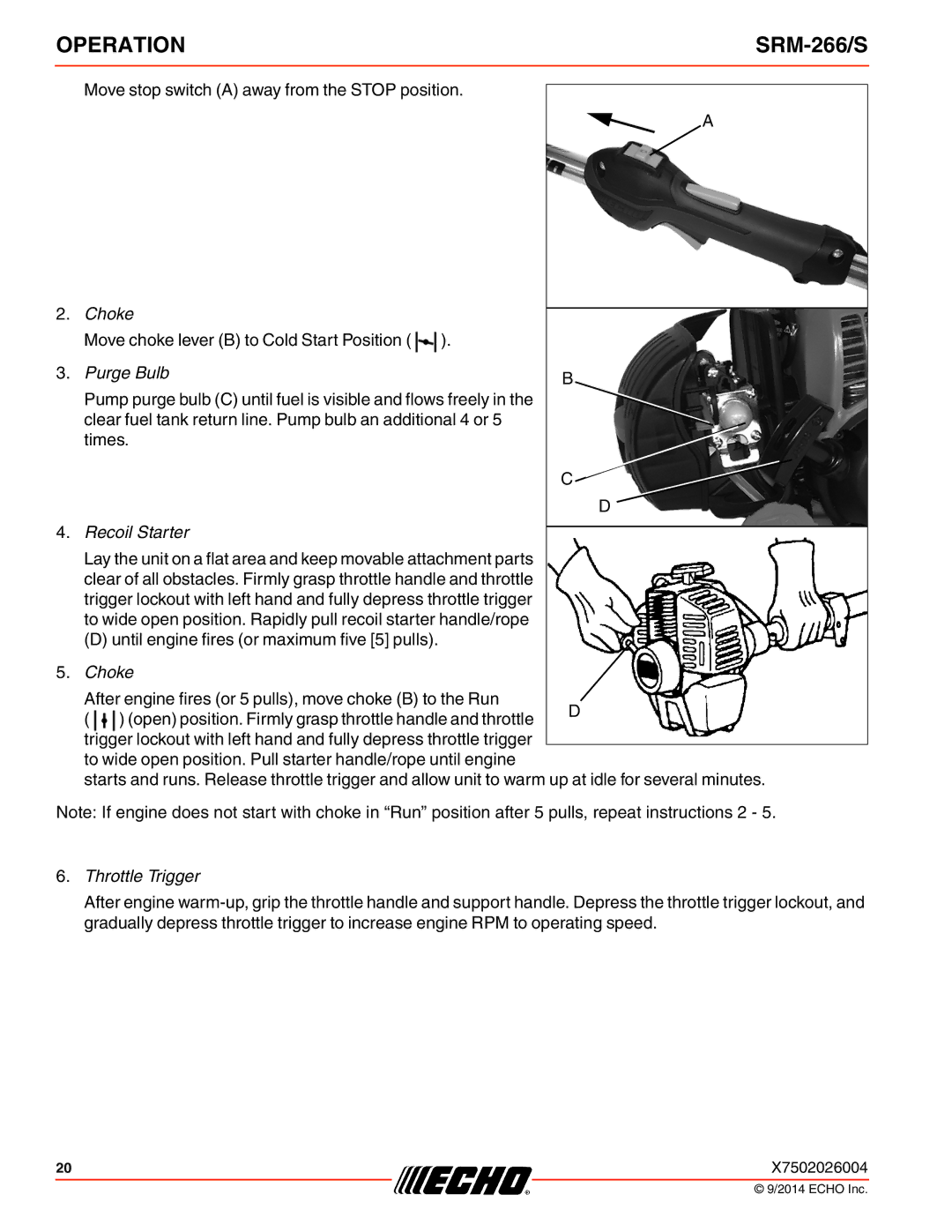 Echo SRM-266/S specifications Choke 