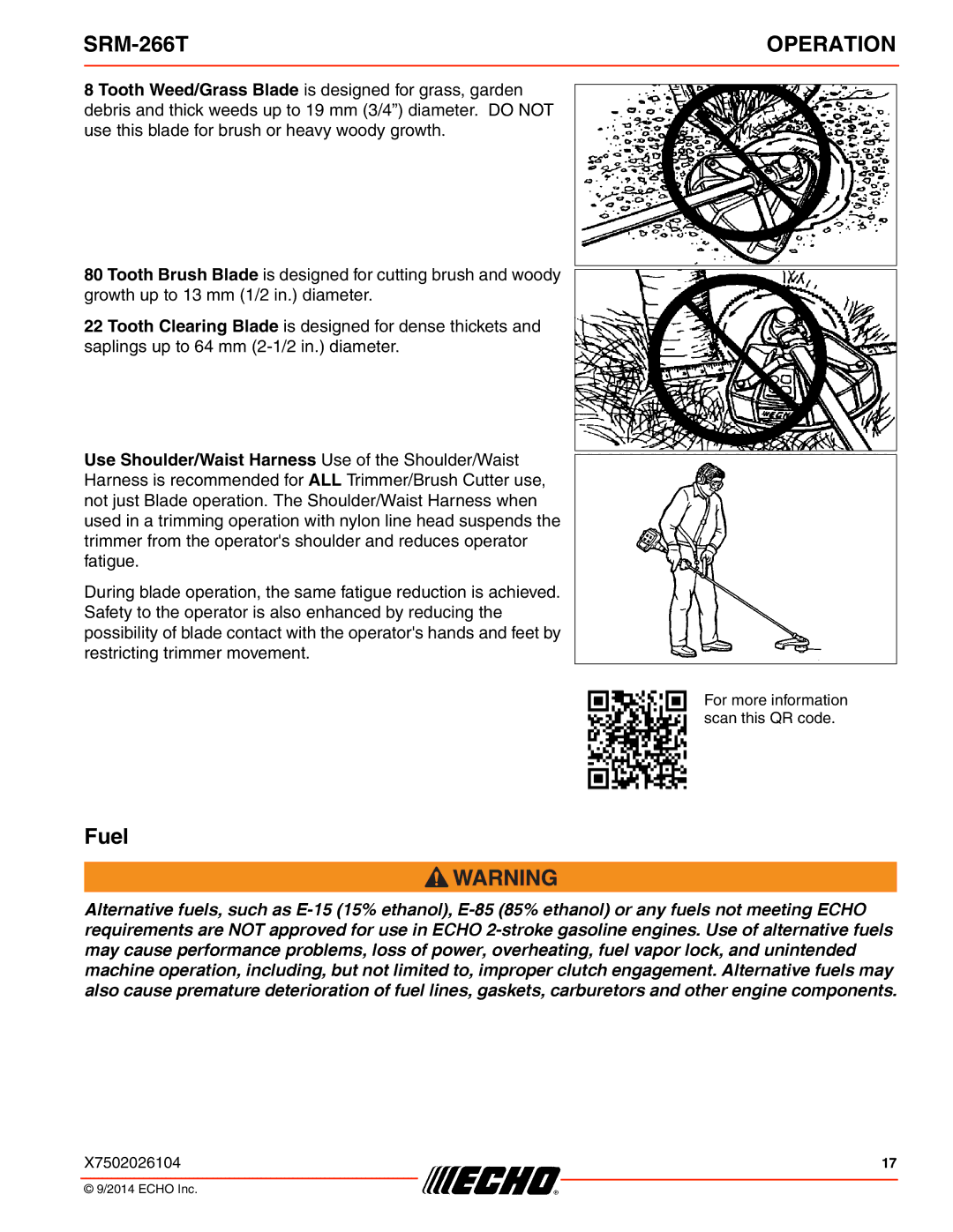 Echo SRM-266T specifications Fuel 