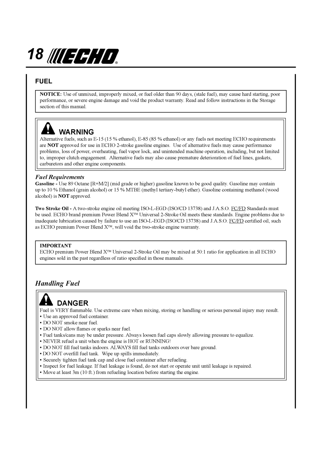 Echo SRM-410U manual Fuel Requirements 