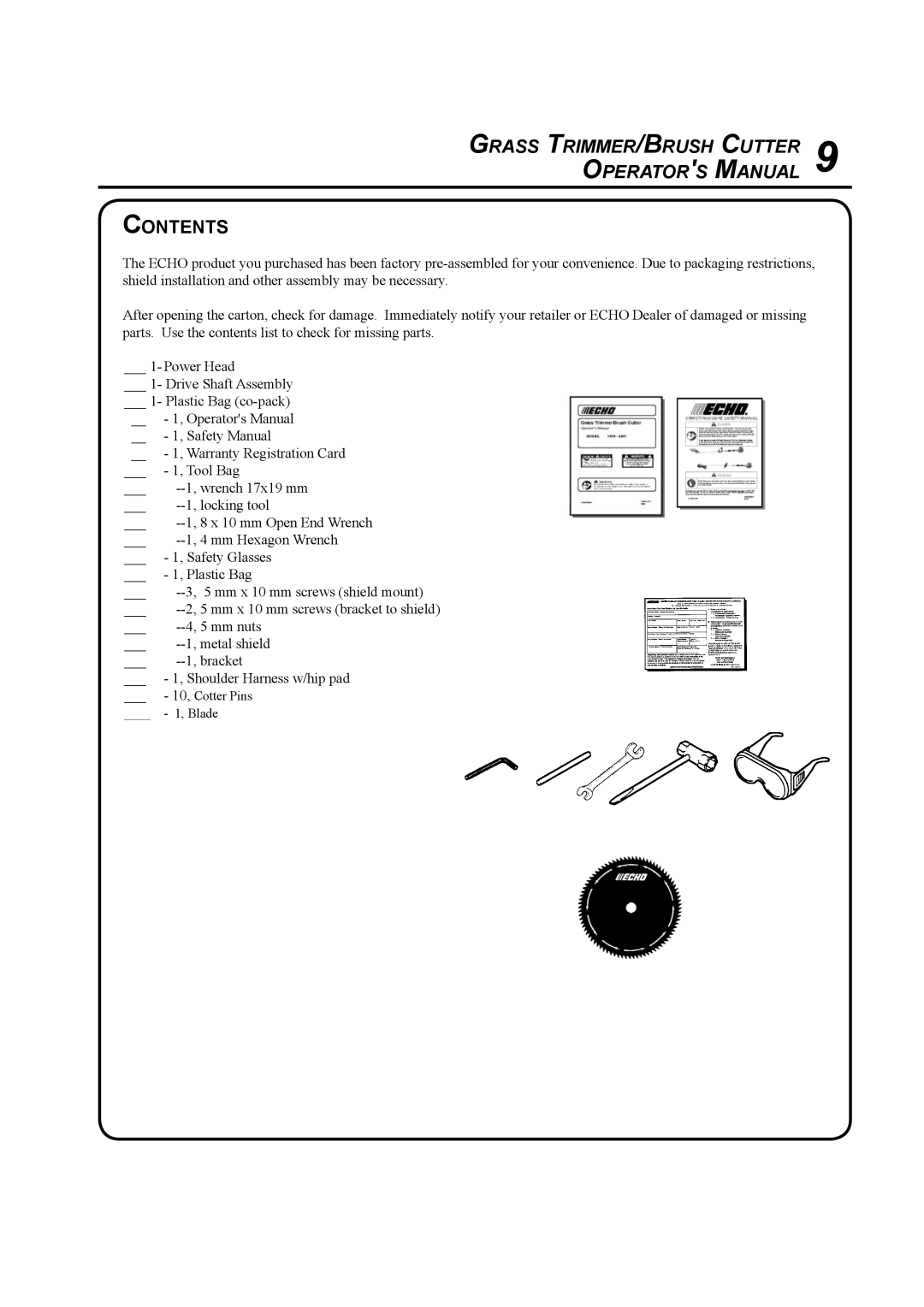 Echo SRM-410U manual Contents 