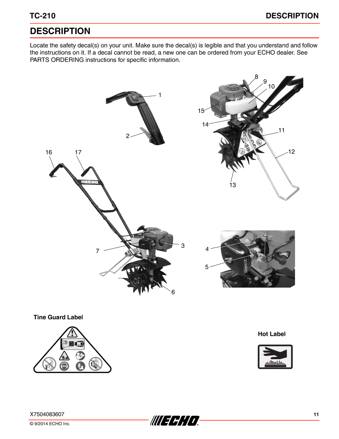 Echo TC-210 specifications Description 