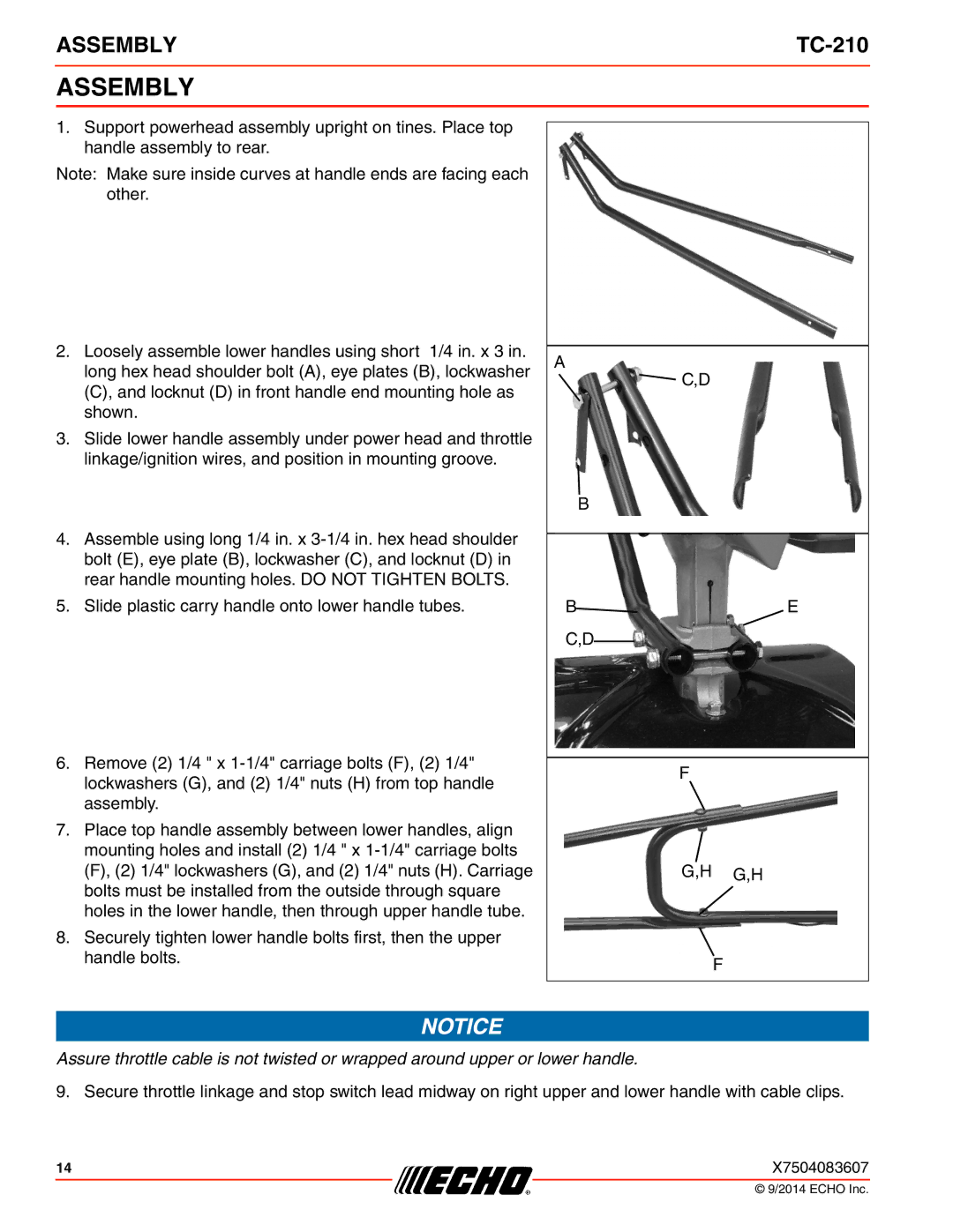 Echo TC-210 specifications Assembly 