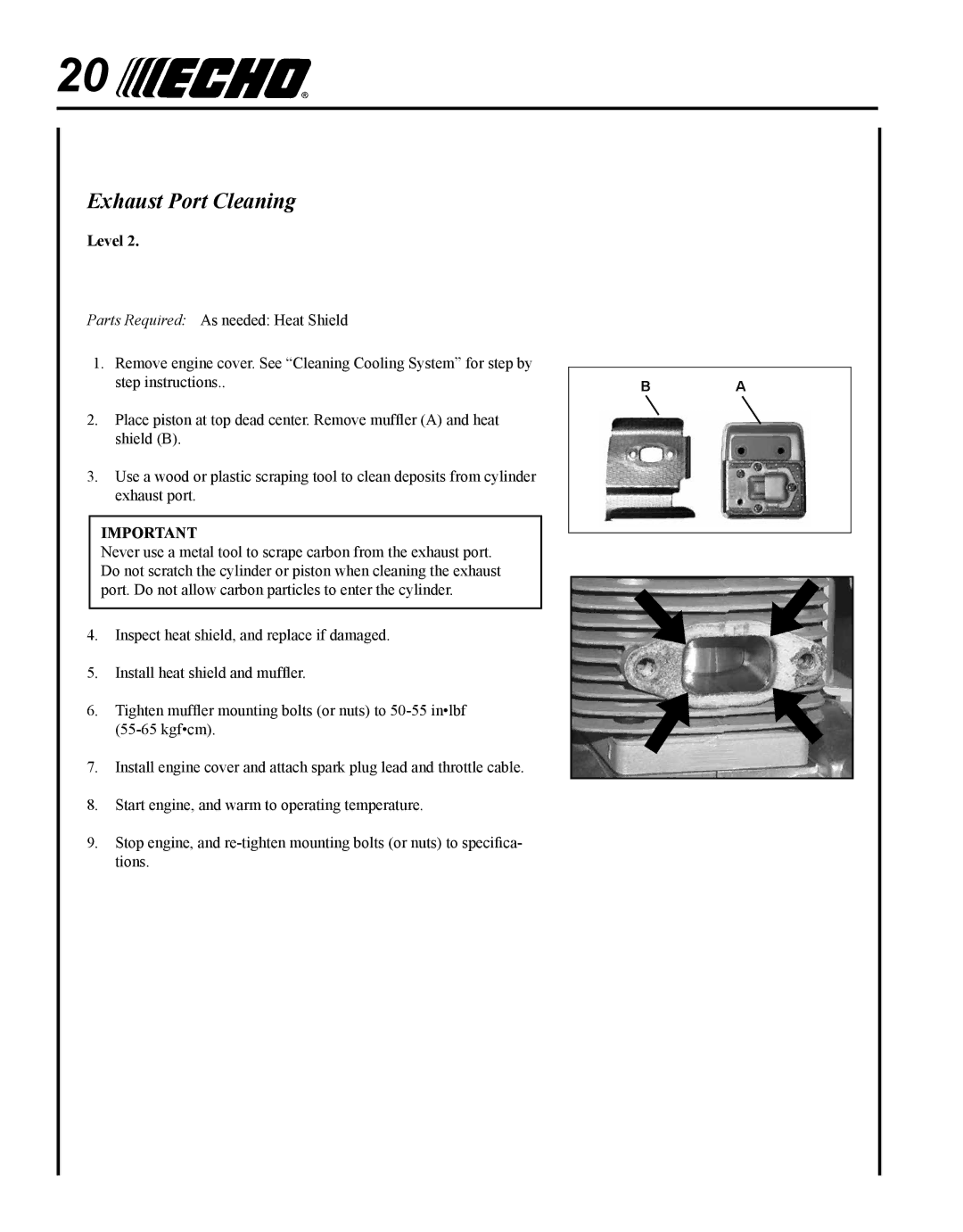 Echo WP-1000 T1E manual Exhaust Port Cleaning 