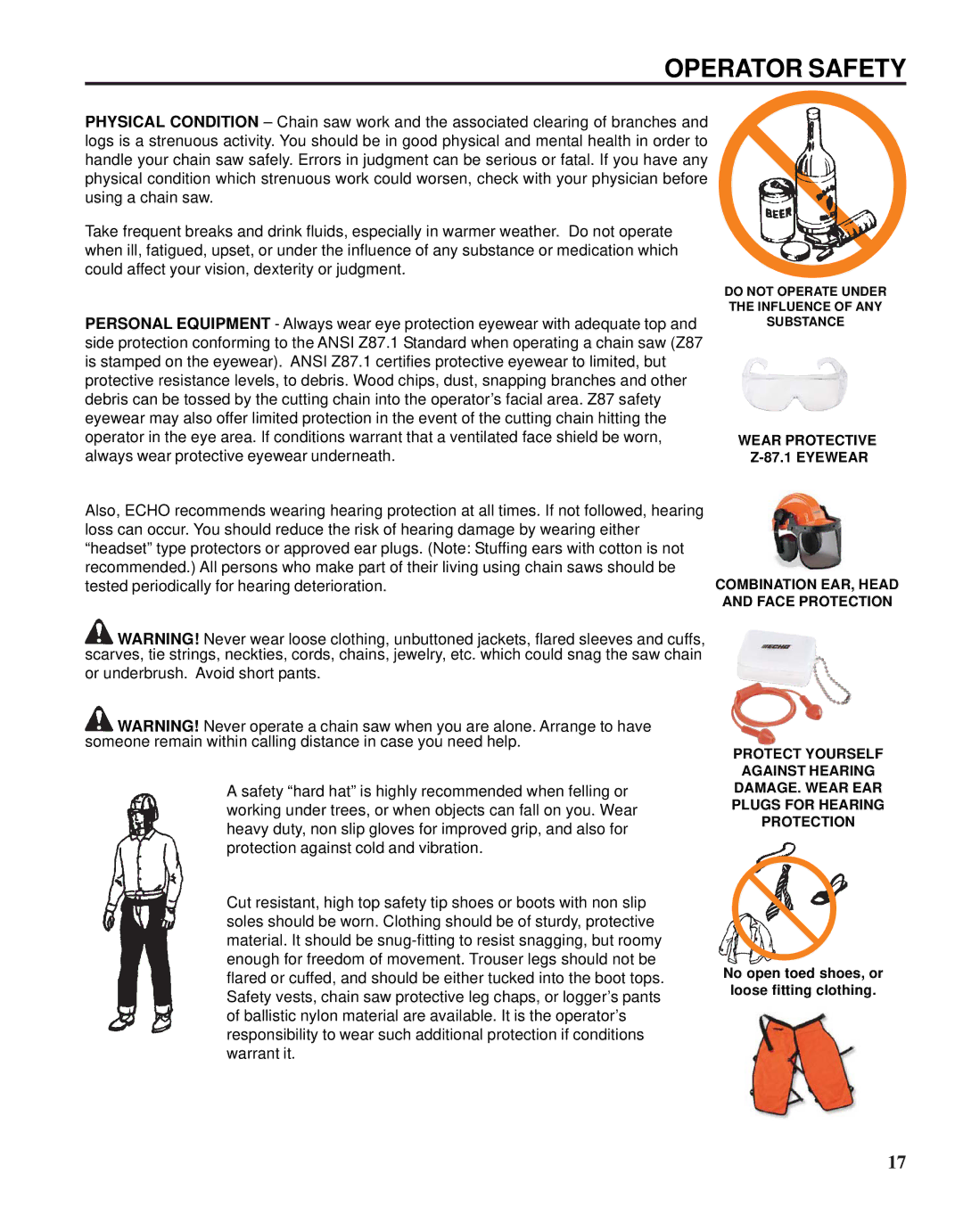 Echo X52000020 instruction manual Operator Safety 