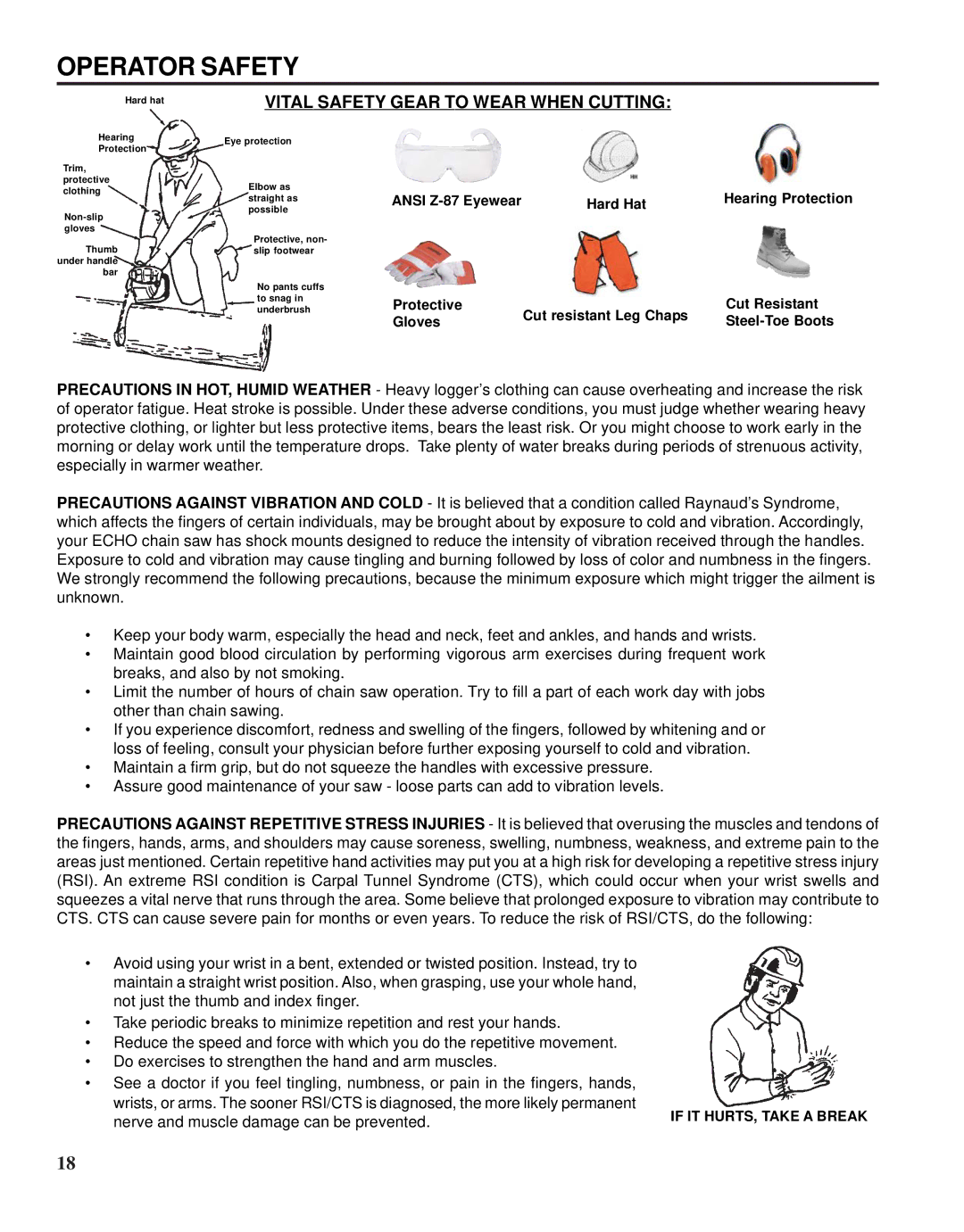 Echo X52000020 instruction manual Vital Safety Gear to Wear When Cutting 