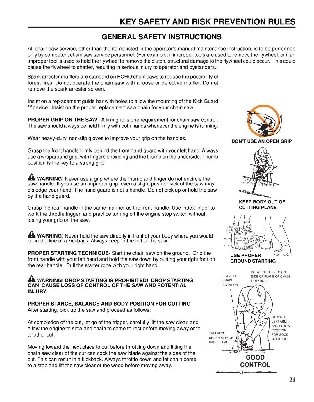 Echo X52000020 instruction manual General Safety Instructions 